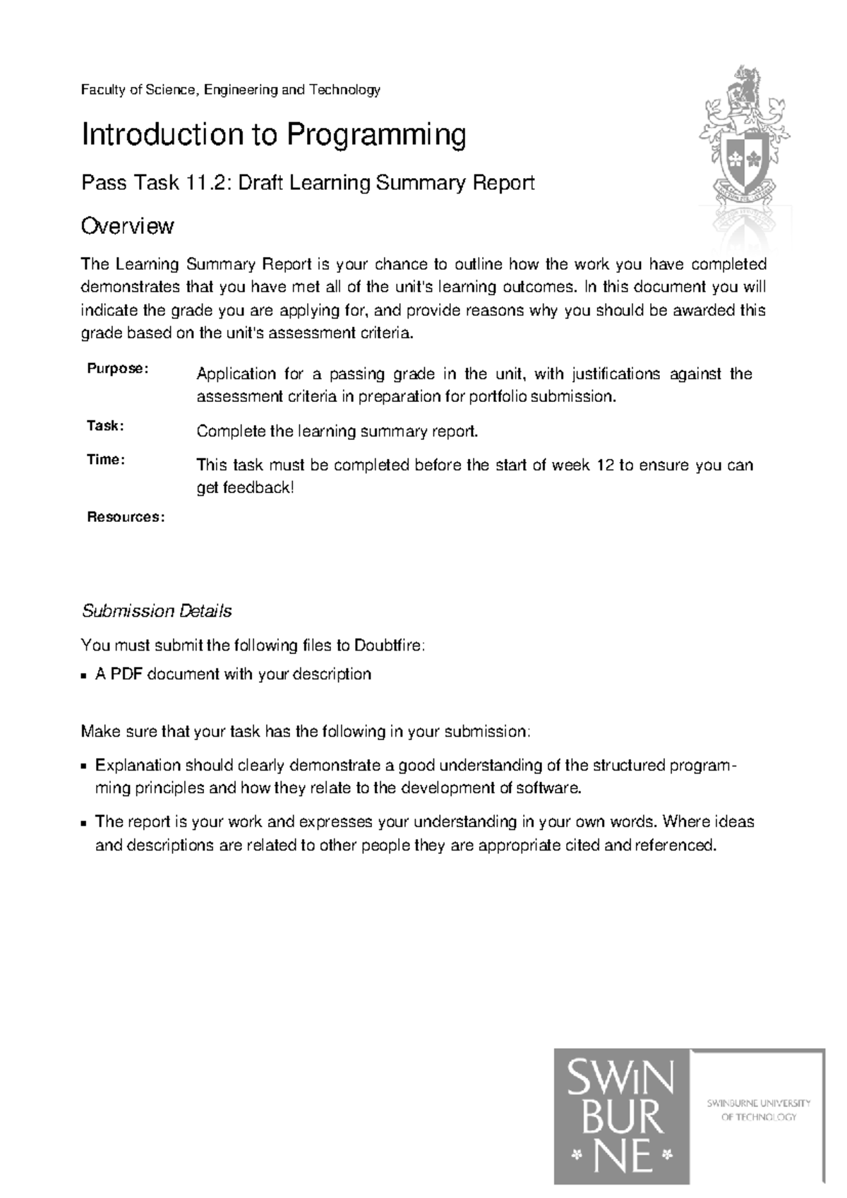 11.1T Learning Summary PDF - Faculty of Science, Engineering and ...
