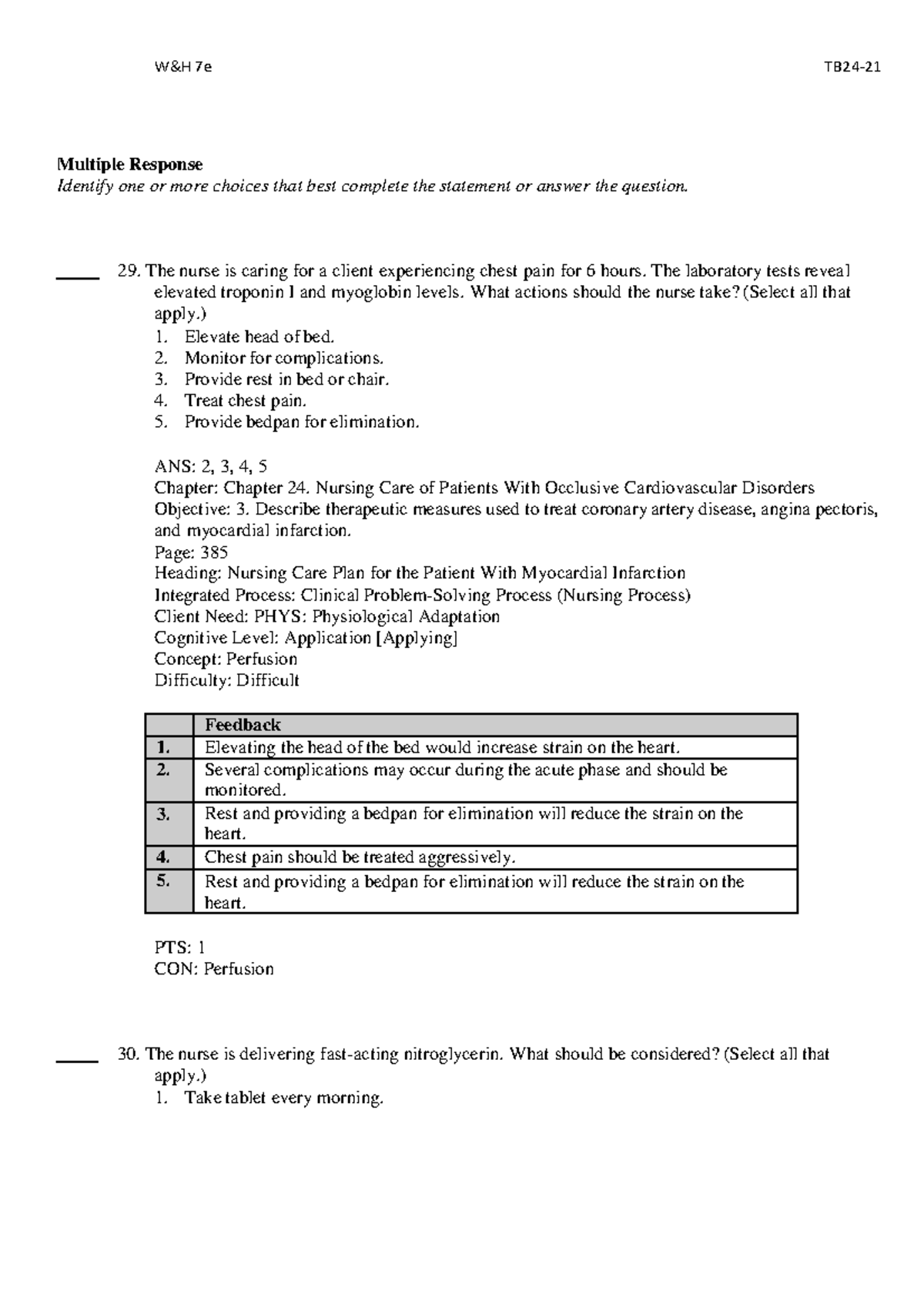 NUR 2241 - Nursing Care Plan for Myocardial Infarction: Multiple ...