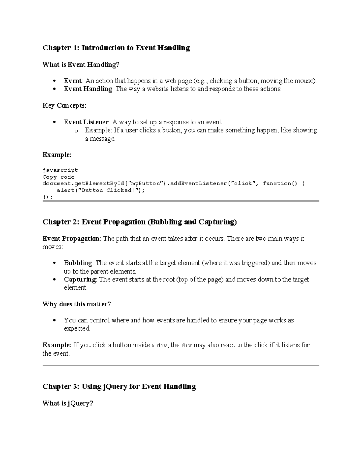 Cs511 Final Exam Notes on Event Handling and Web Technologies - Studocu