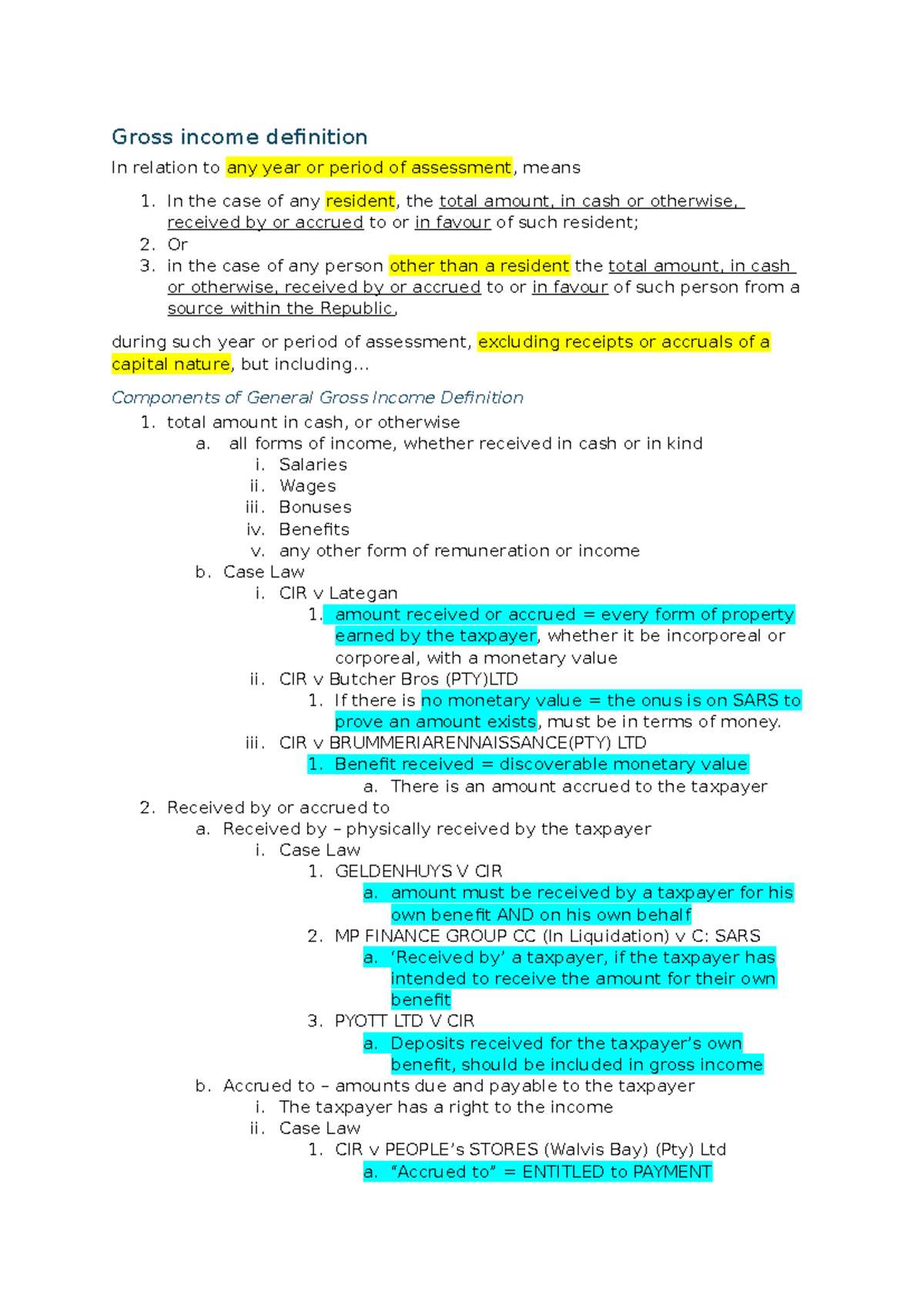 Week 4 - Gross Income Definition - Gross income definition In relation ...