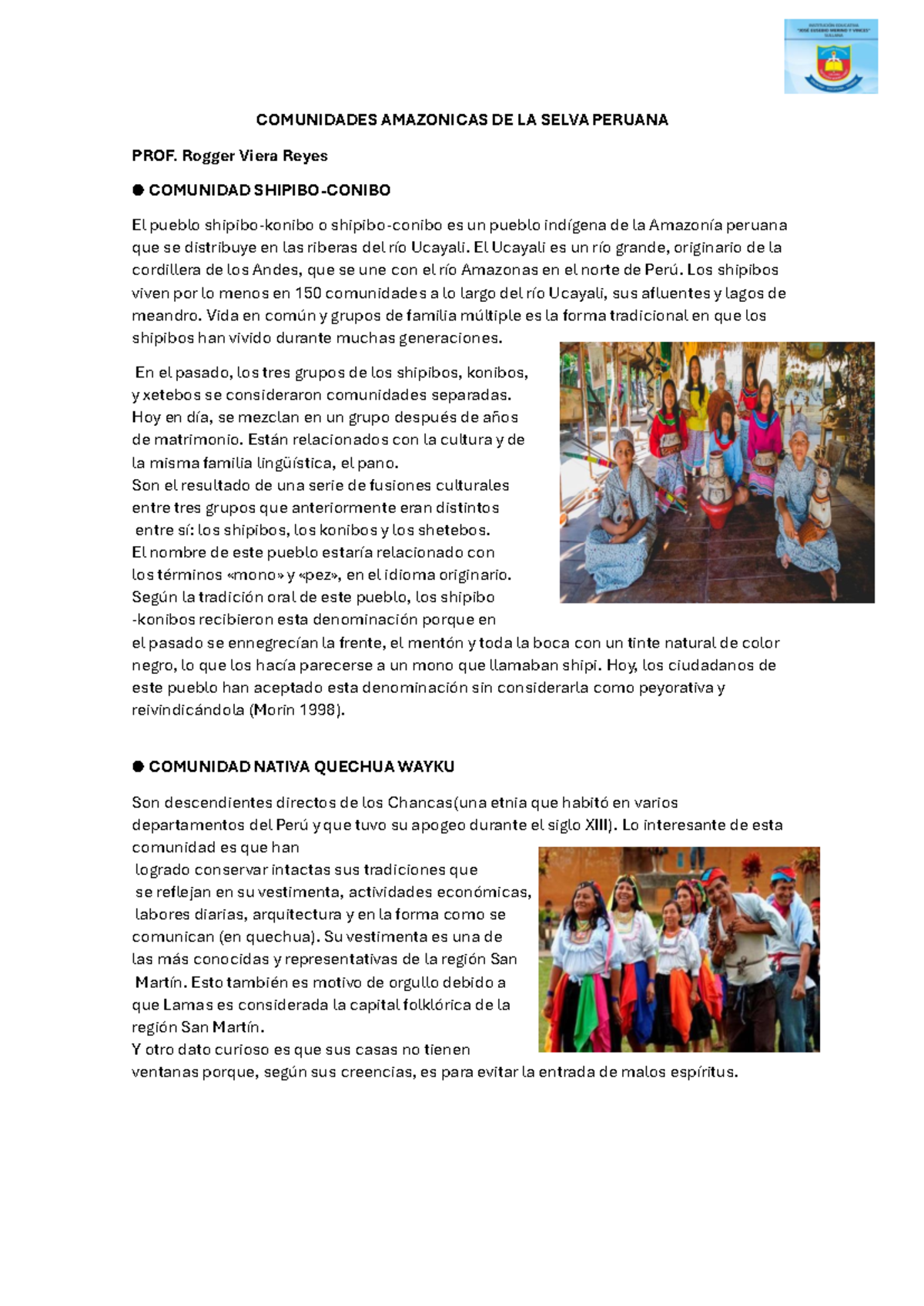 Comunidades Amazónicas de la Selva Peruana: Análisis Cultural y ...