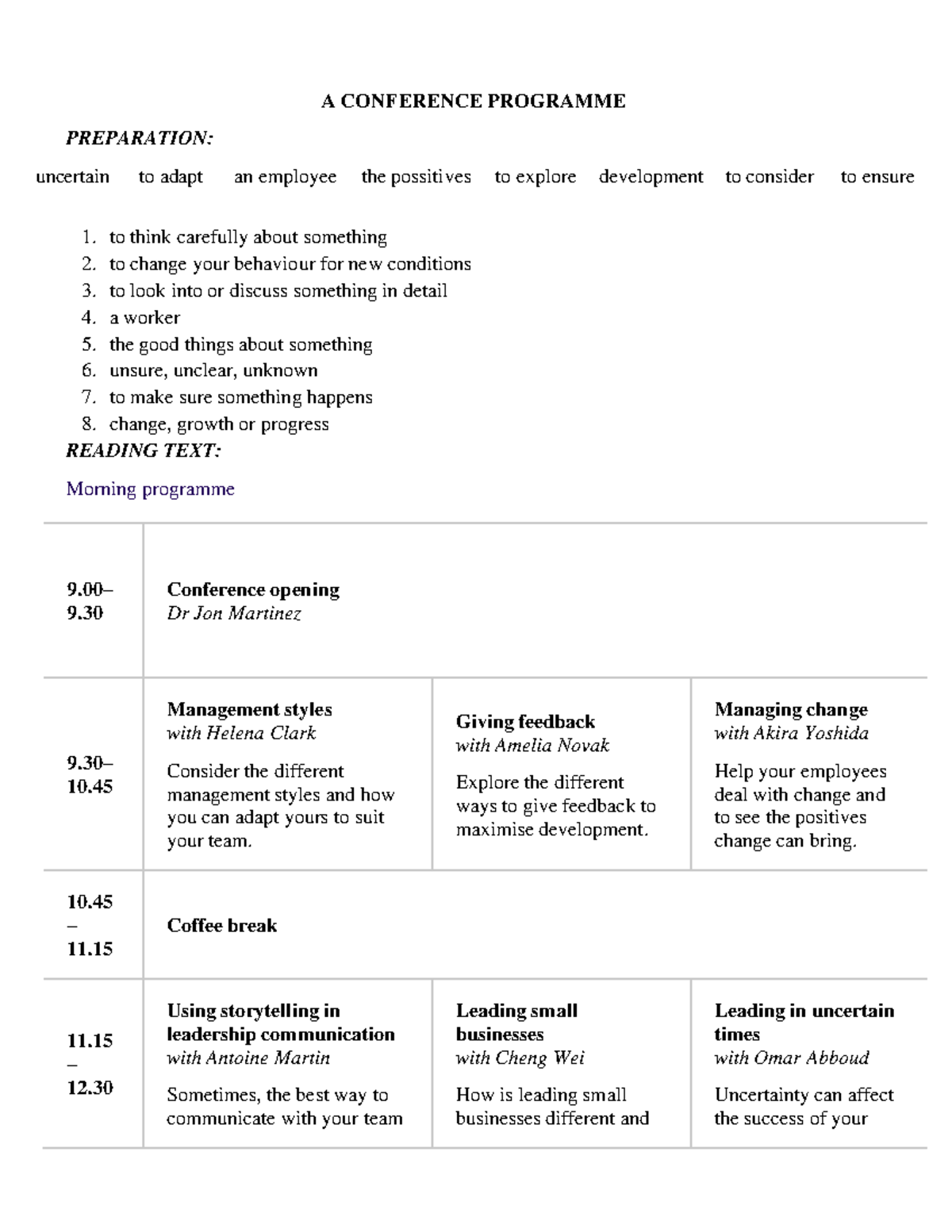Bài-tập-1 - A CONFERENCE PROGRAMME PREPARATION: uncertain to adapt an ...