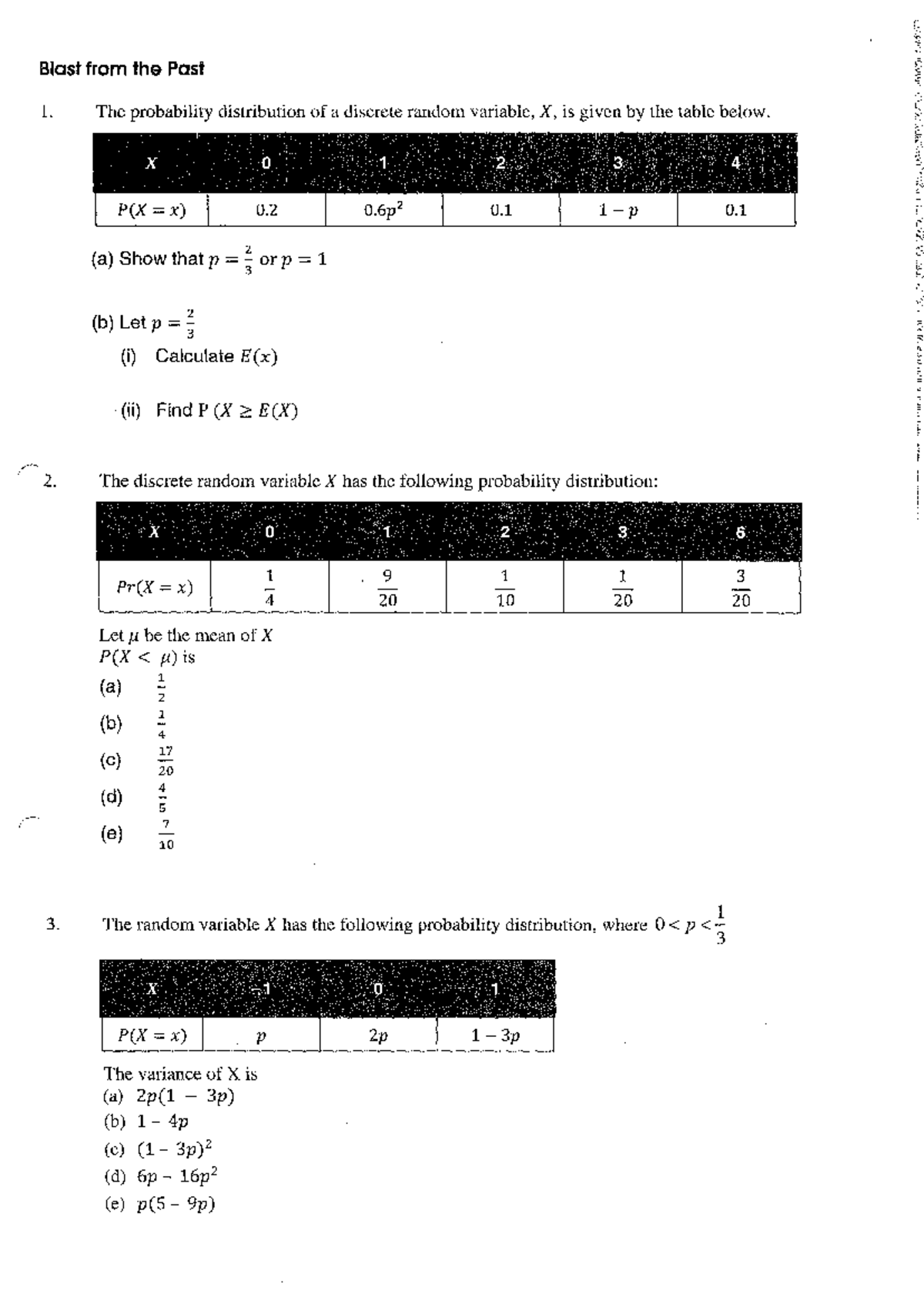 Expected Values and Probability Distributions Worksheet (MATH 101 ...