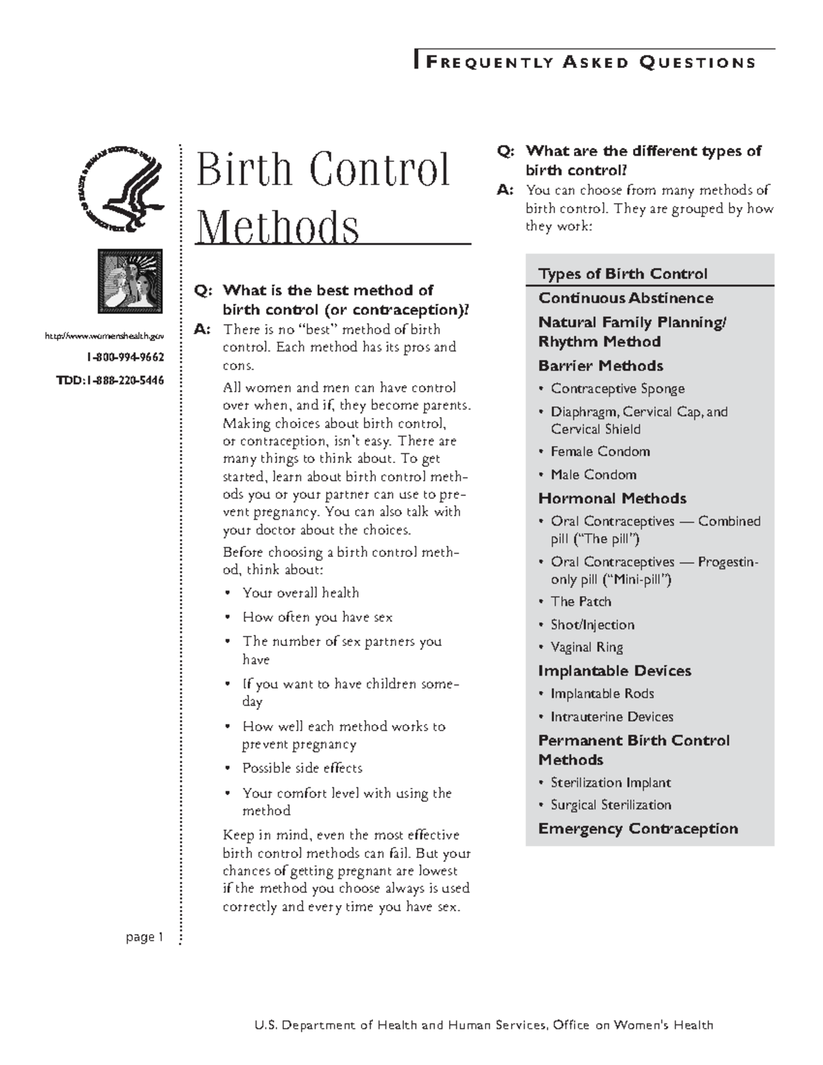 Comprehensive Guide to Contraceptive Methods - Health 101 - Studocu, image size:1200x1553