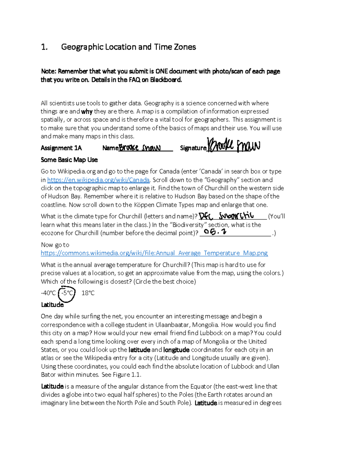 Lab 1: Understanding Geographic Location & Time Zones (GEOG 101) - Studocu