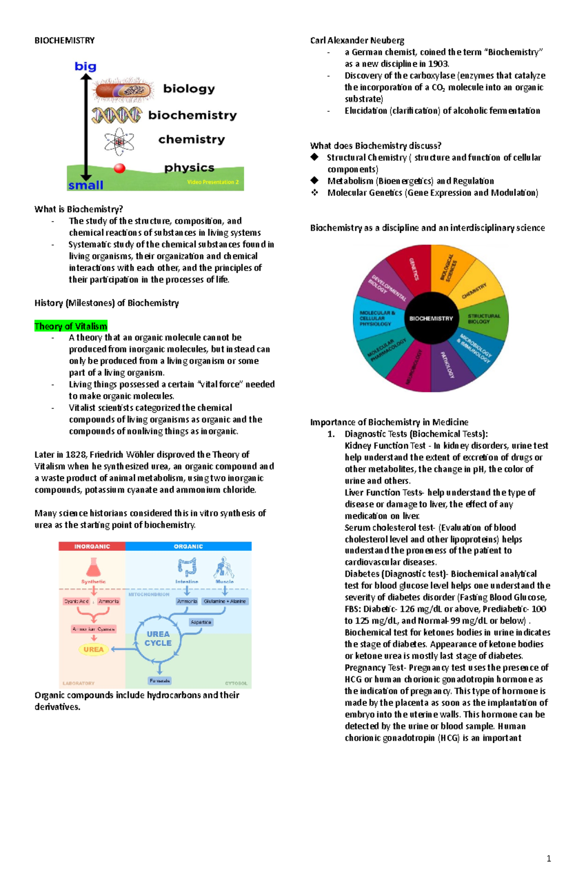 Biochemistry - Biochem Midterm Notes - BIOCHEMISTRY What is ...