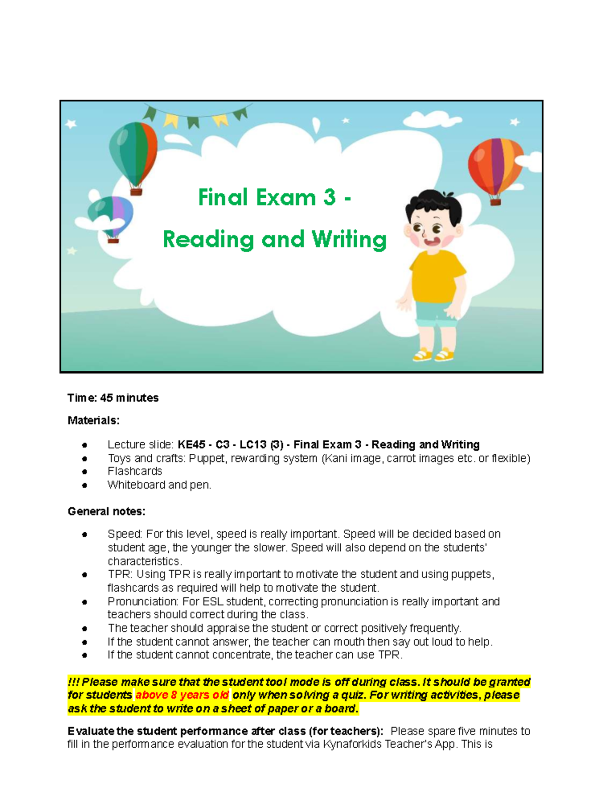 Final Exam 3: Reading and Writing Techniques for ESL Students (KE45 C3 ...