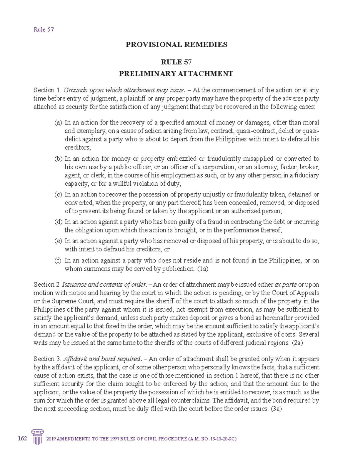 Rule 57 - Provisional Remedies: Preliminary Attachment Guidelines - Studocu