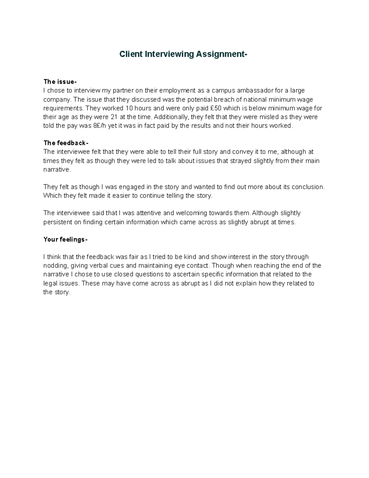 Client Interviewing Assignment - Campus Ambassador Pay Breach Analysis ...