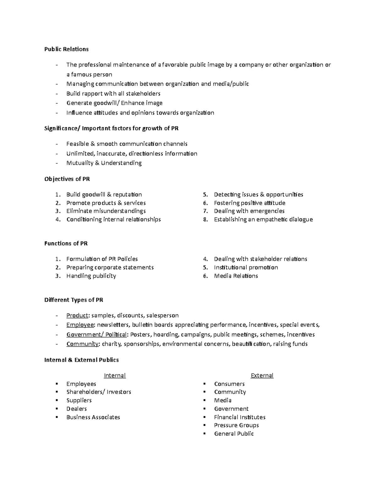 PR 101: Comprehensive Notes on Public Relations Principles & Practices ...