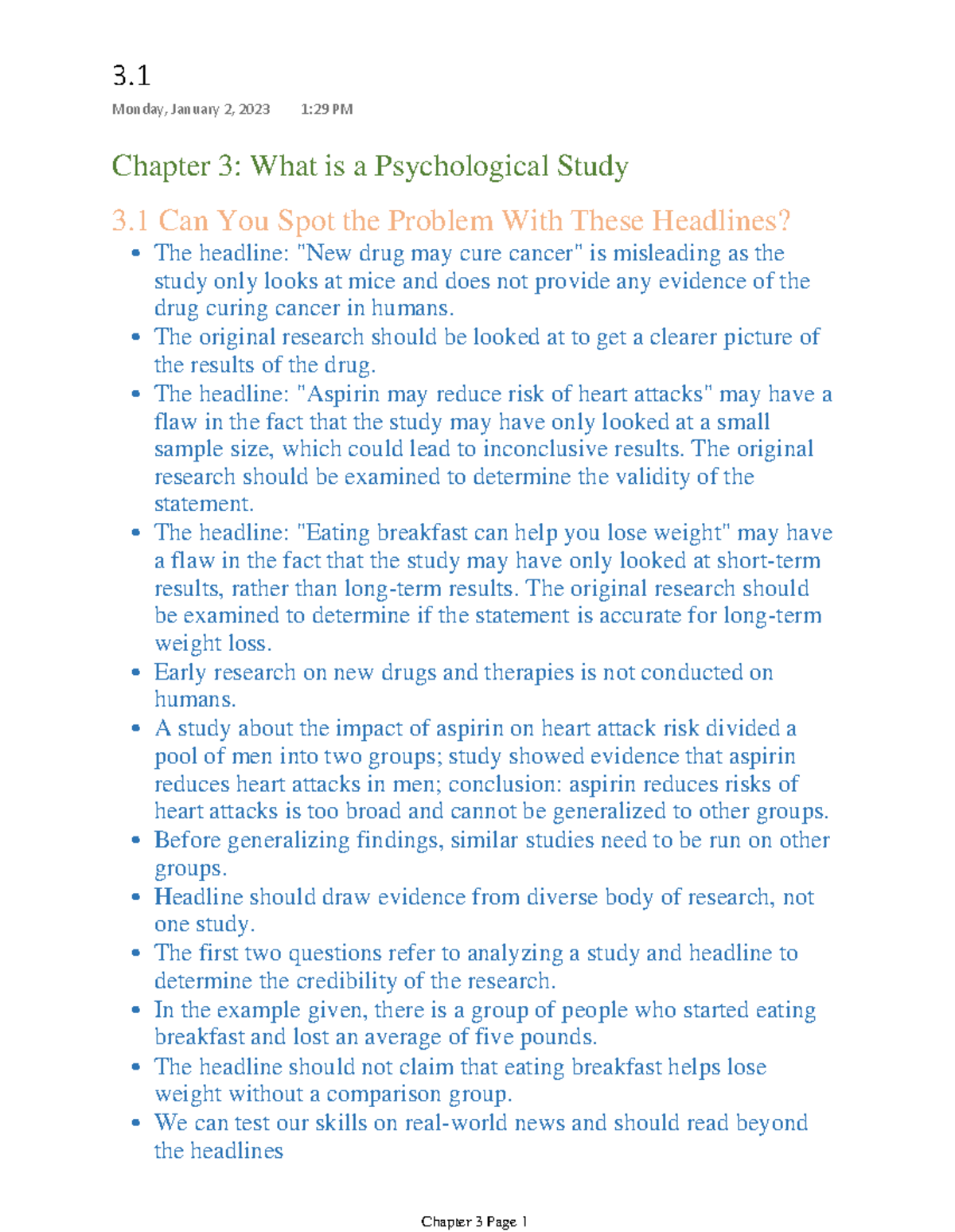 Chapter 3 - Psychological Study Insights & Validity Claims Notes - Studocu