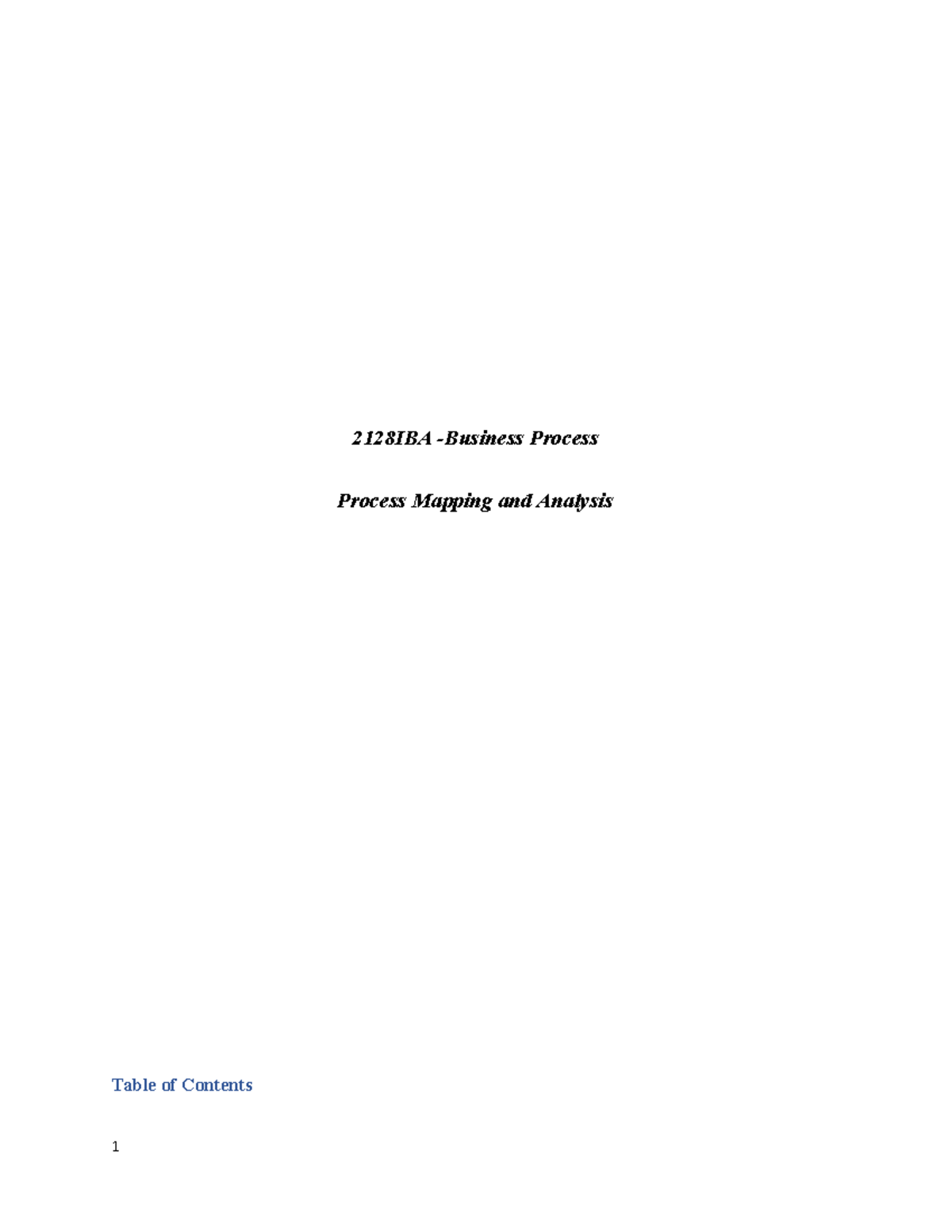 2128IBA process Mapping and Analysis - 2128IBA -Business Process ...