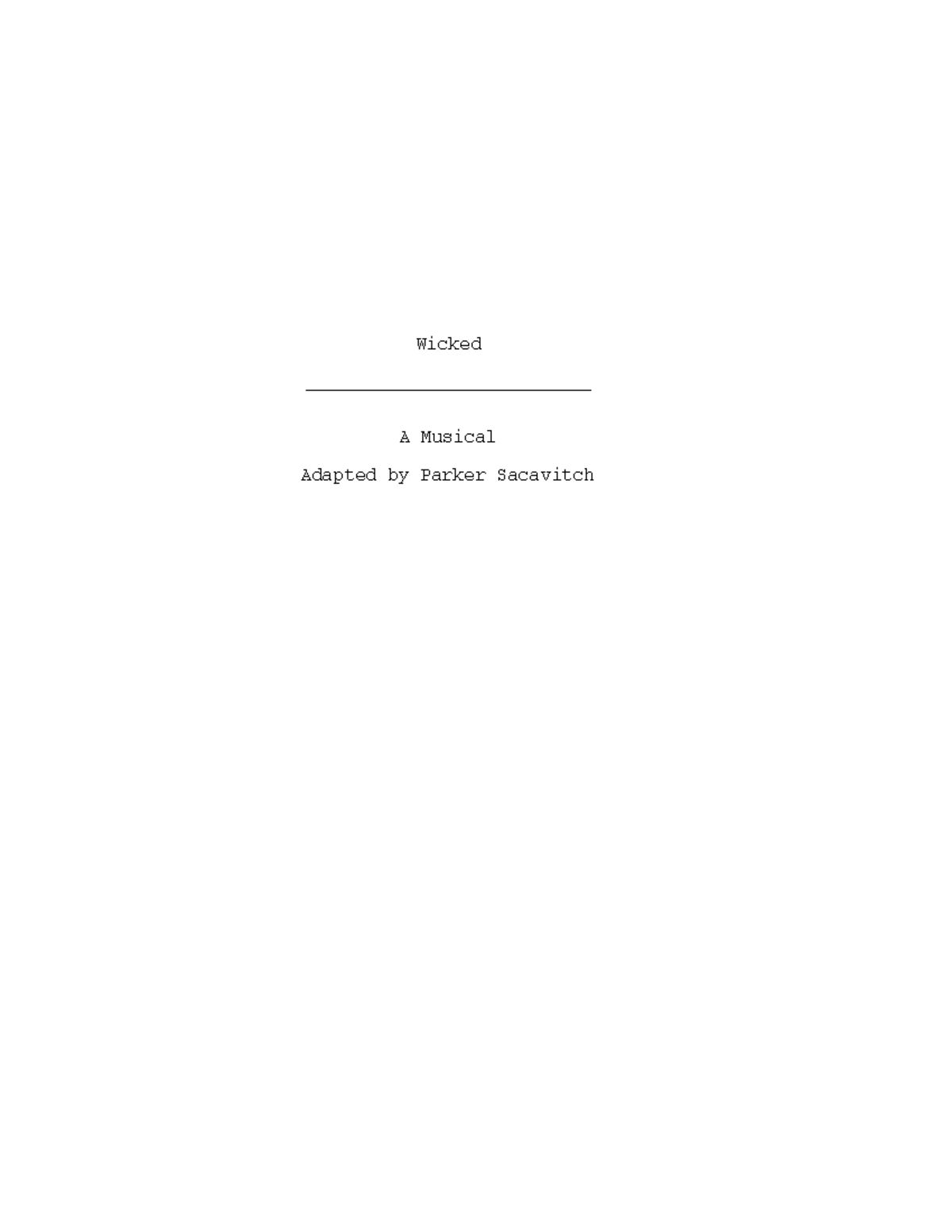 WICKED: A Musical Tech Script Overview and Character Breakdown - Studocu