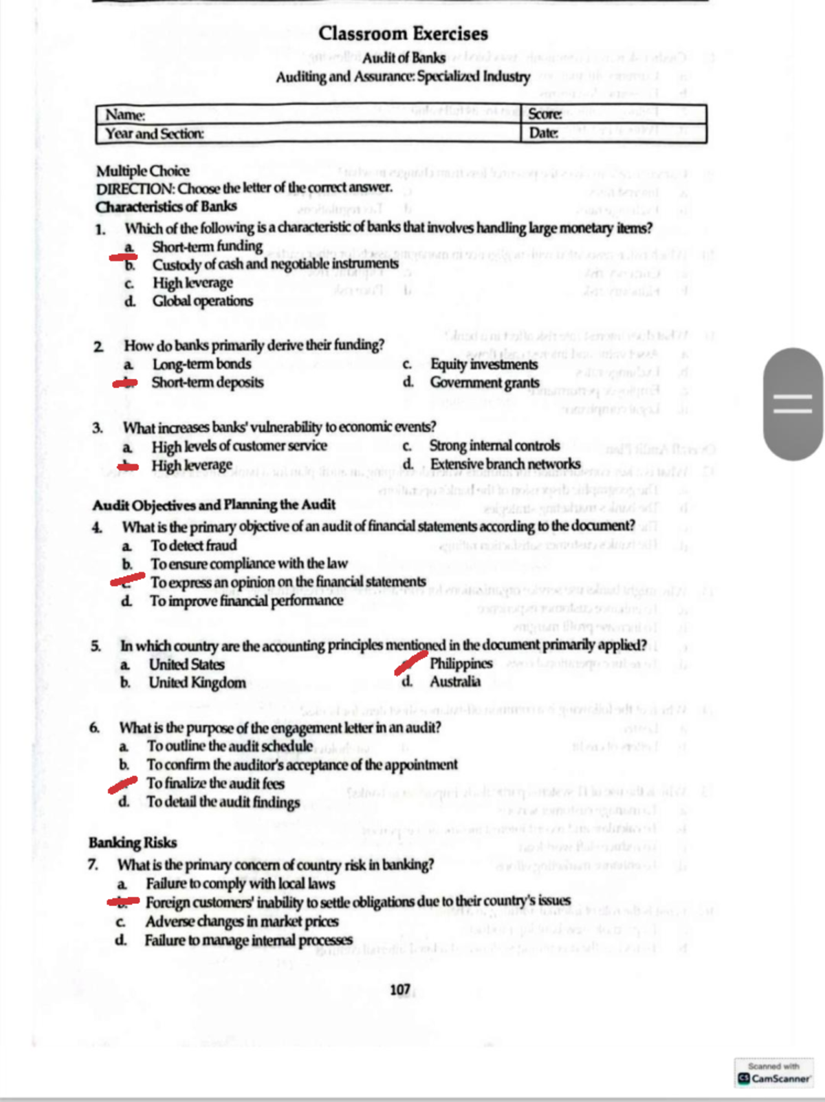 Audit of Banks: Classroom Exercises for Auditing and Assurance ...
