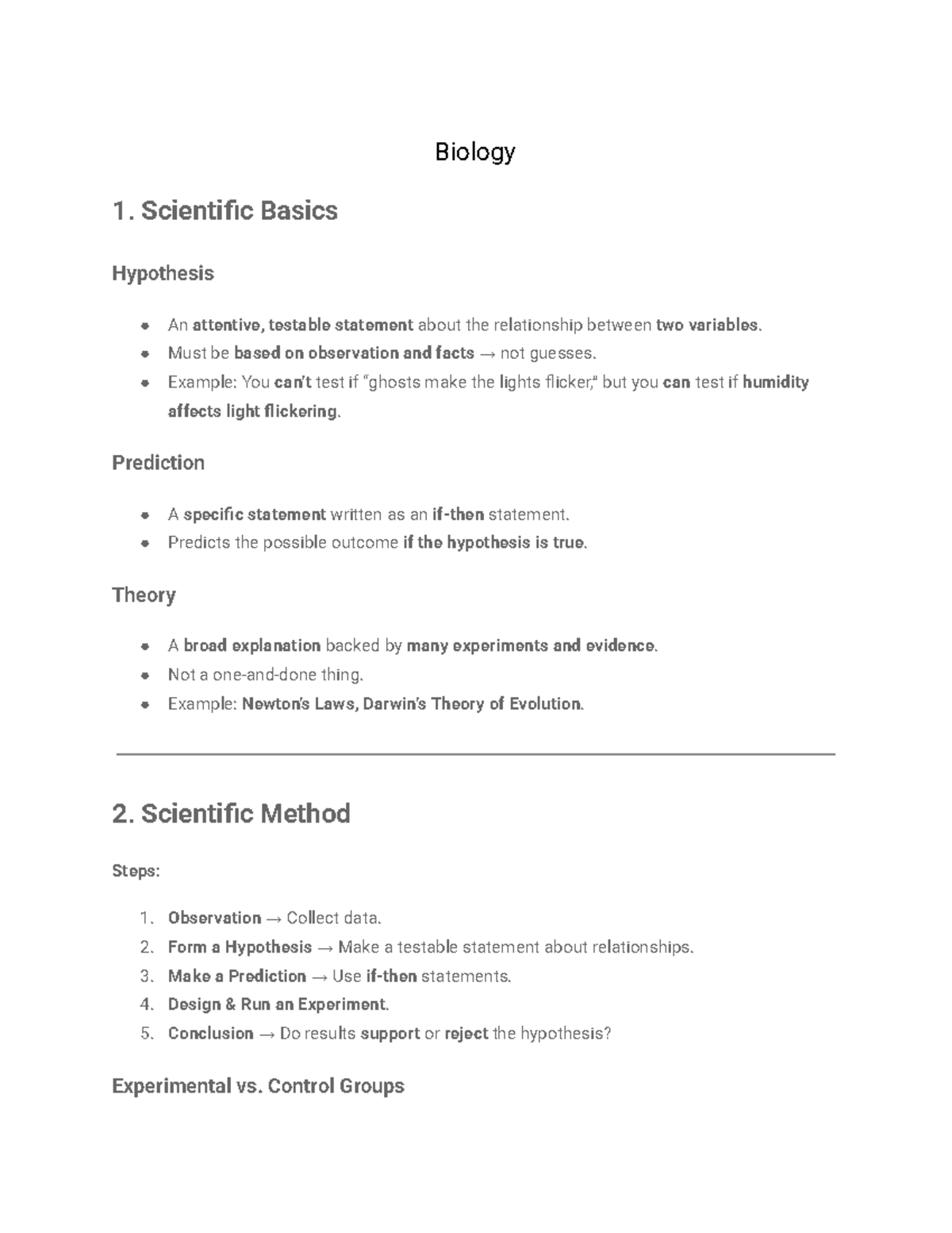 Biology 1: Overview of Key Concepts, Methods, and Macromolecules - Studocu