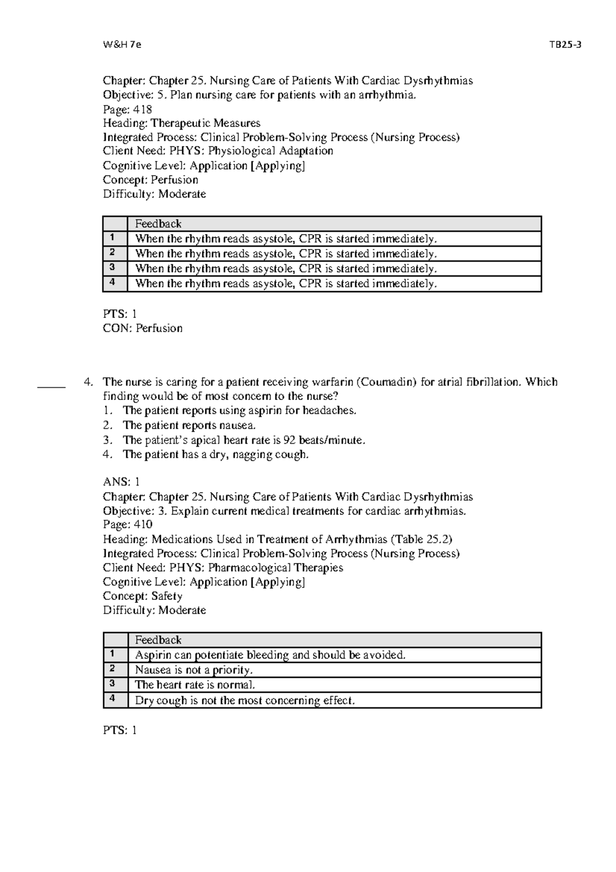 7e Chapter 25: Nursing Care for Cardiac Dysrhythmias & Treatments - Studocu