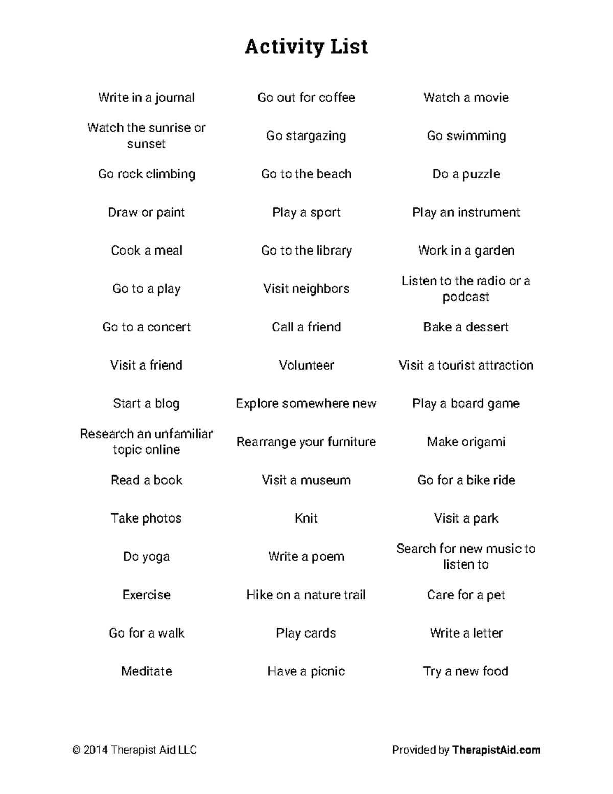 Helpful Activity Ideas for Leisure and Social Engagement - Studocu