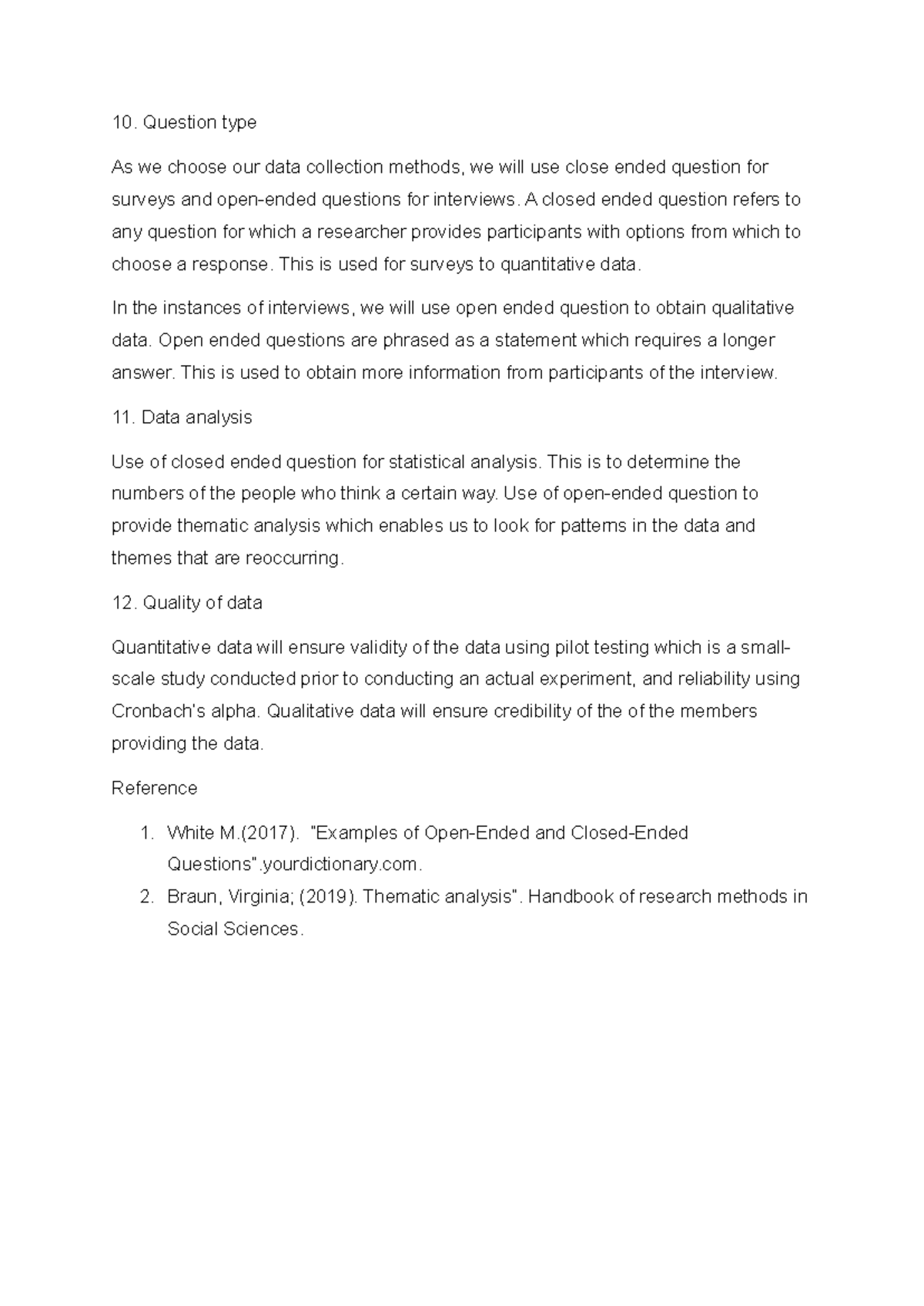 Data collection methods and question types in research methods - Studocu