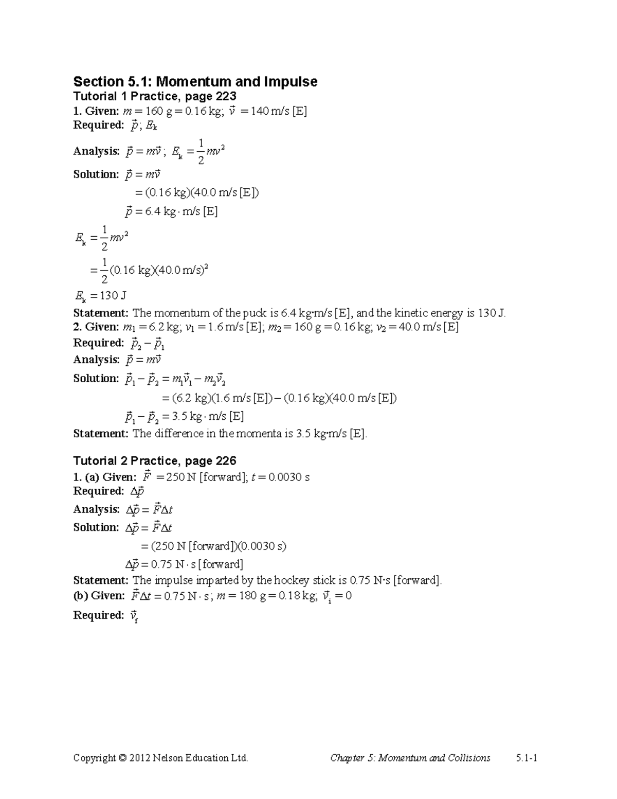 Phys12 SM 05 1 - Momentum and Impulse Tutorial Notes - Studocu