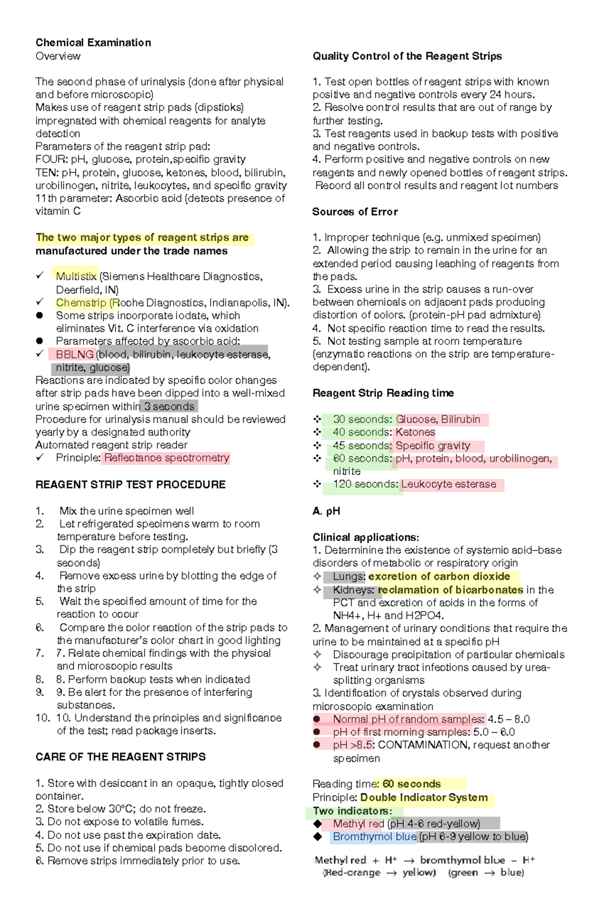 Urine Analysis: Midterm Review for AUBF Course Code - Studocu