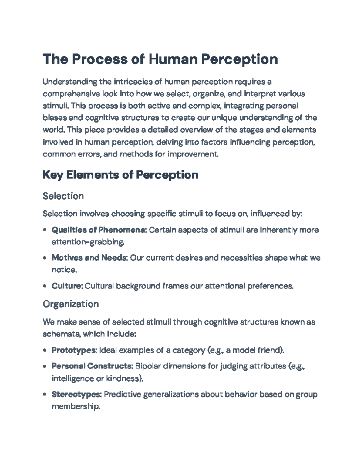 Understanding Human Perception: Processes, Errors & Improvement ...