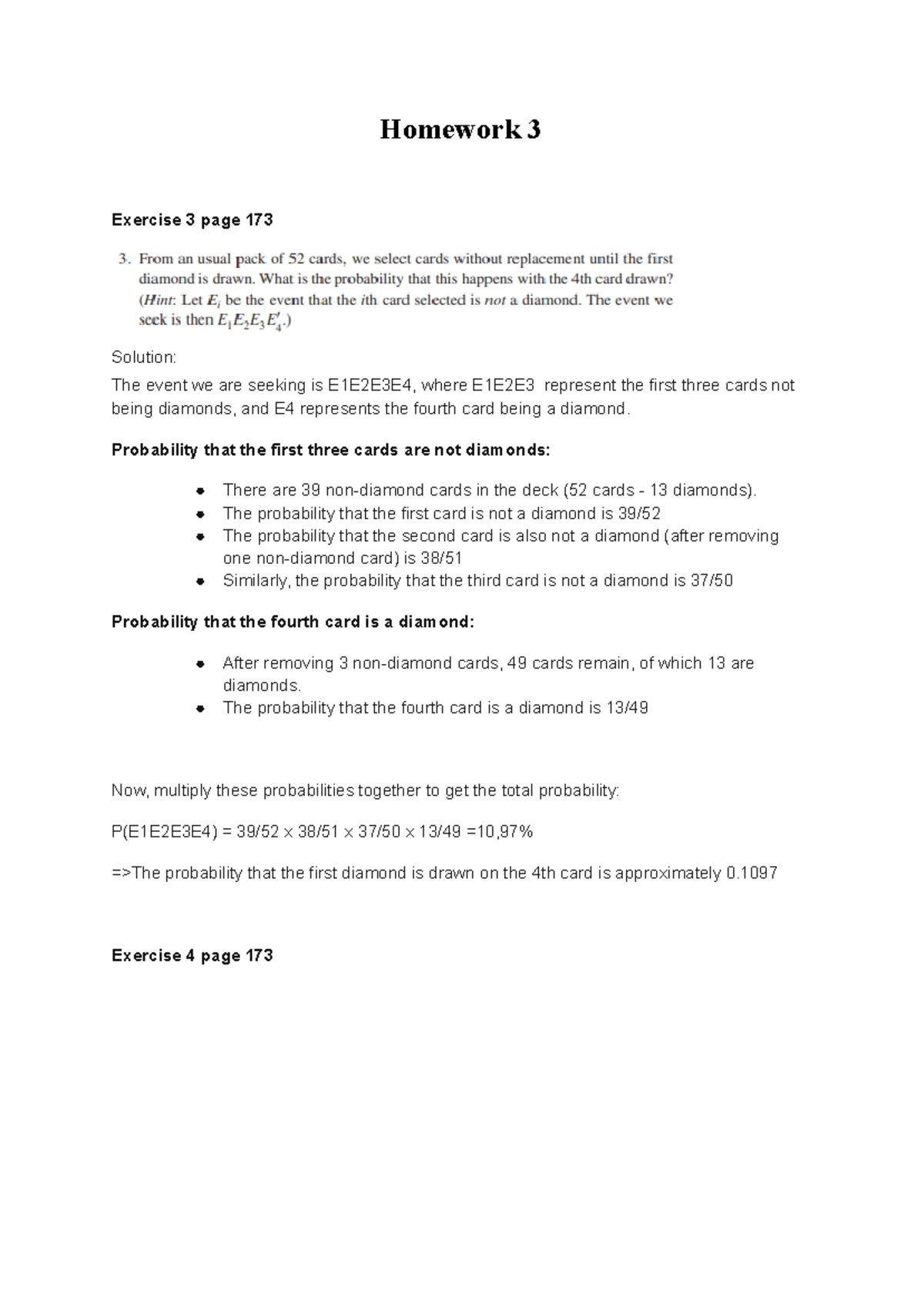 Homework of lectures 4 and 5 - Probability - Homework of lectures 4 and ...