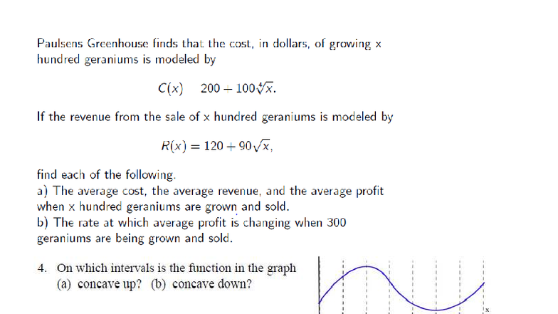 Calculus Analysis: Cost & Revenue of Growing Geraniums (MATH 101) - Studocu