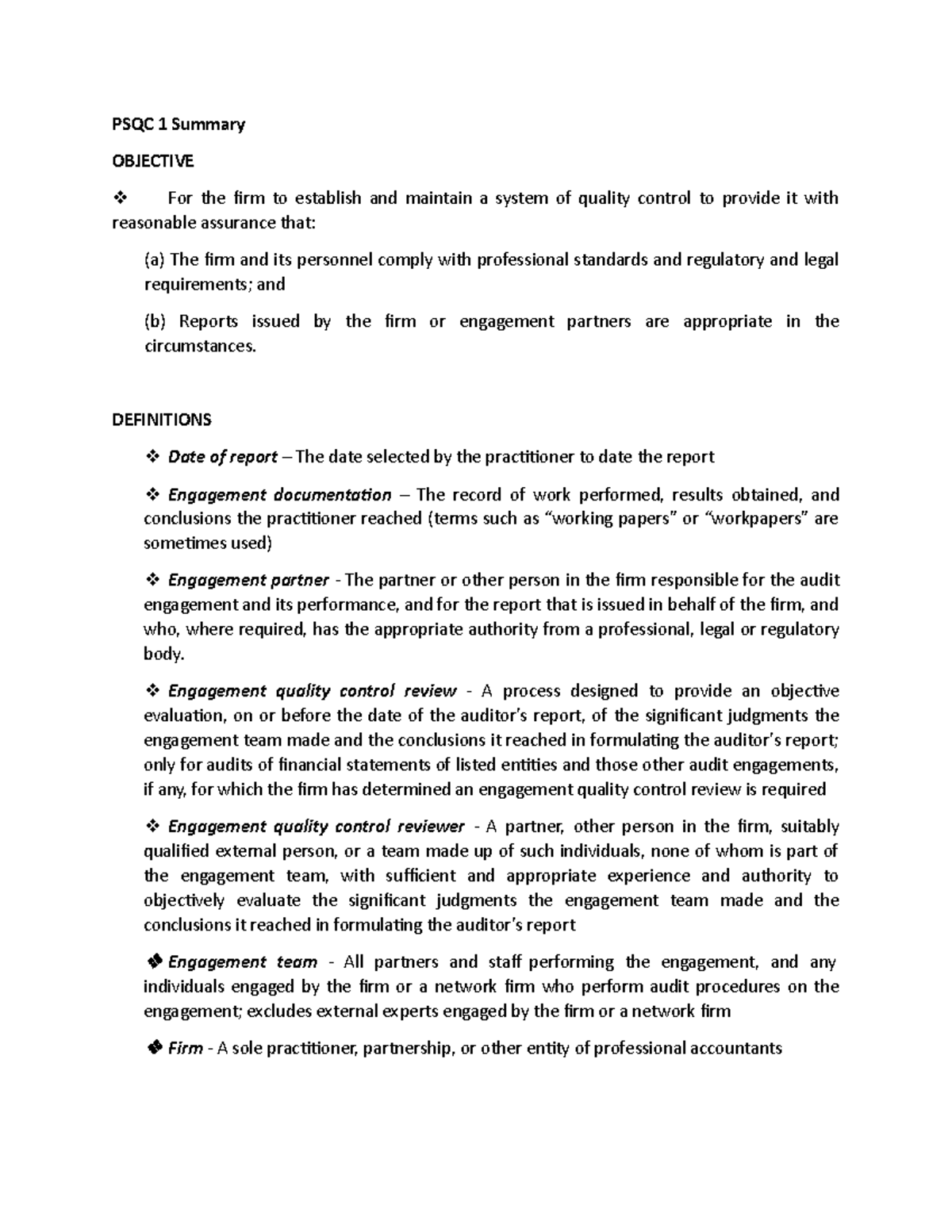 PSQC 1 Summary: Key Focus Notes on Quality Control Systems - Studocu