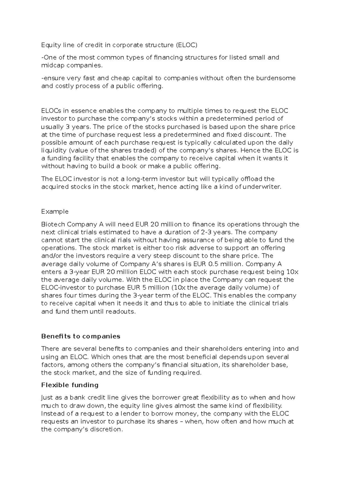 ELOC: Understanding Equity Lines of Credit for Small & Midcap Firms ...