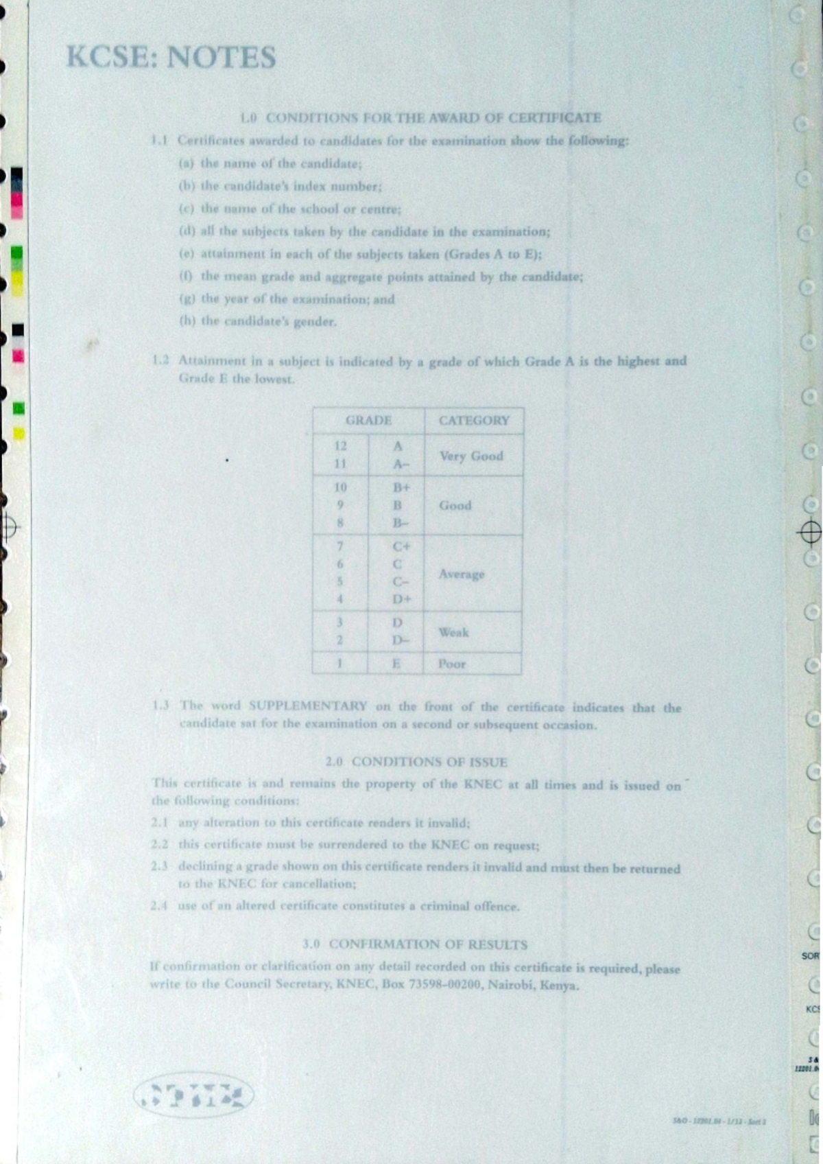 KCSE: Conditions for Awarding Examination Certificates and Grades - Studocu