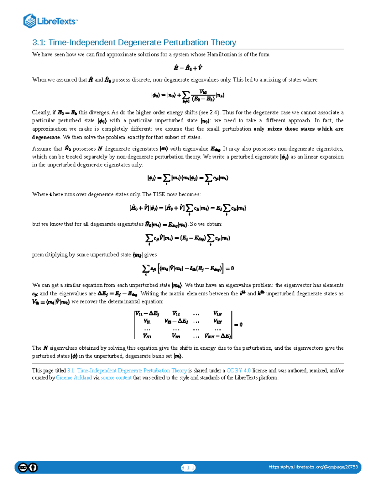 3.1: Degenerate Perturbation Theory Overview and Key Concepts - Studocu