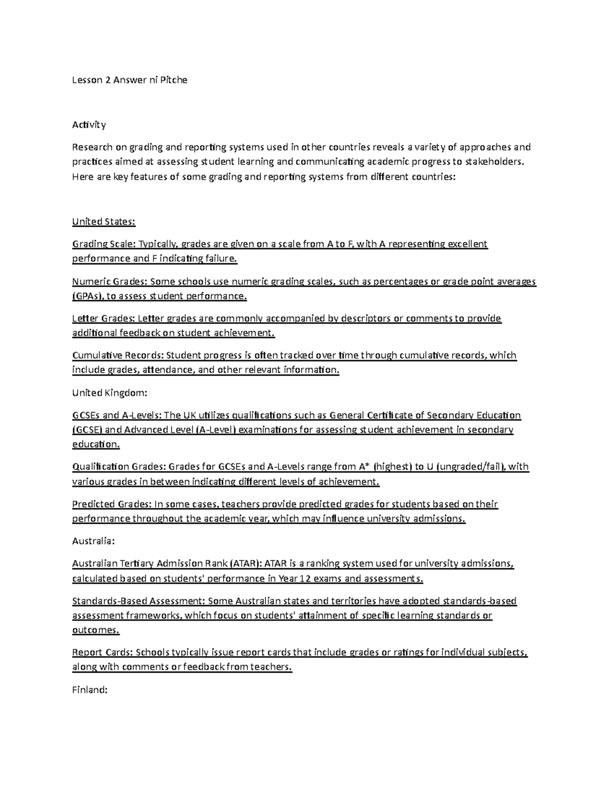 Revised Title for Lesson 3 Assessment: Comparative Analysis of Grading ...