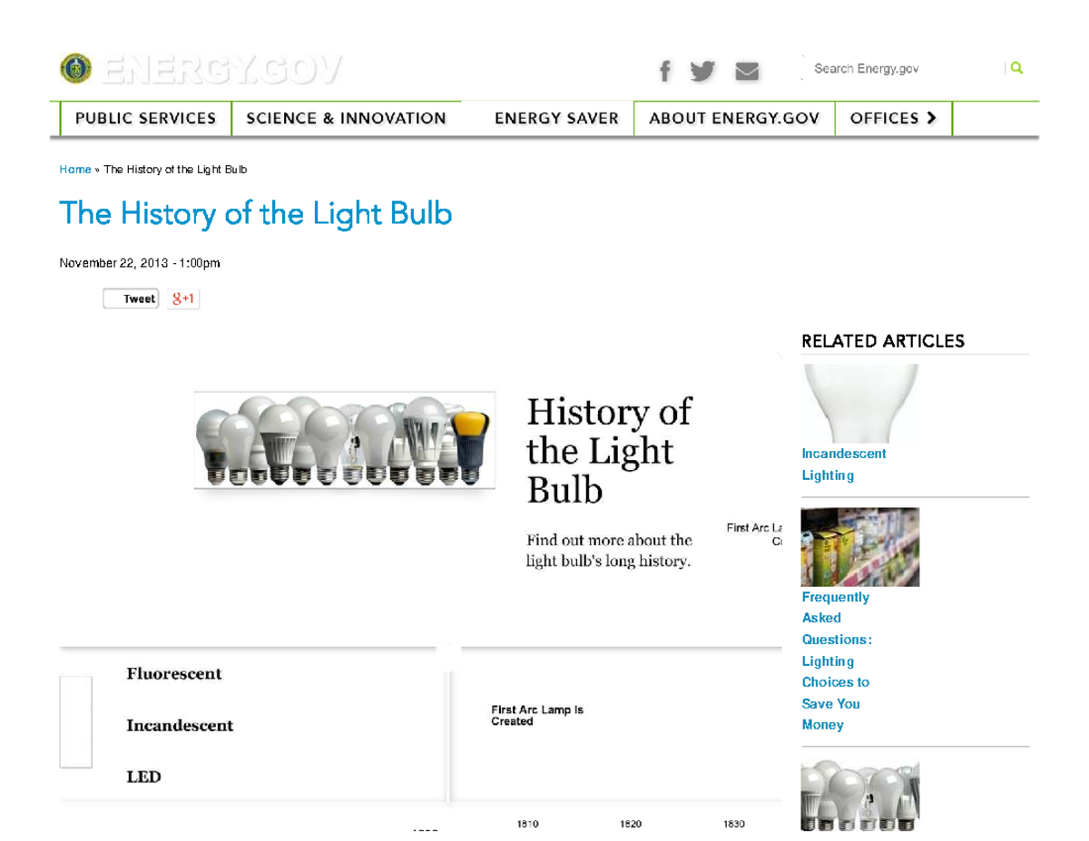 History of the Light Bulb: Innovations & Impact (DOE) - Studocu