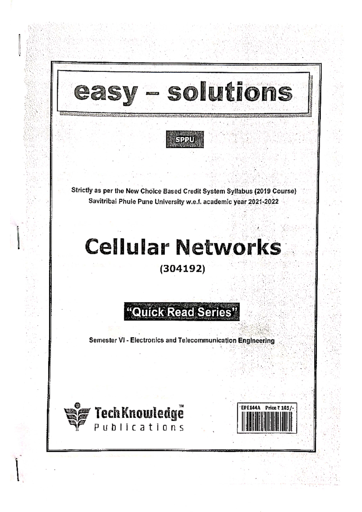 Cellular Networks (304192) - Semester VI Electronics and ...