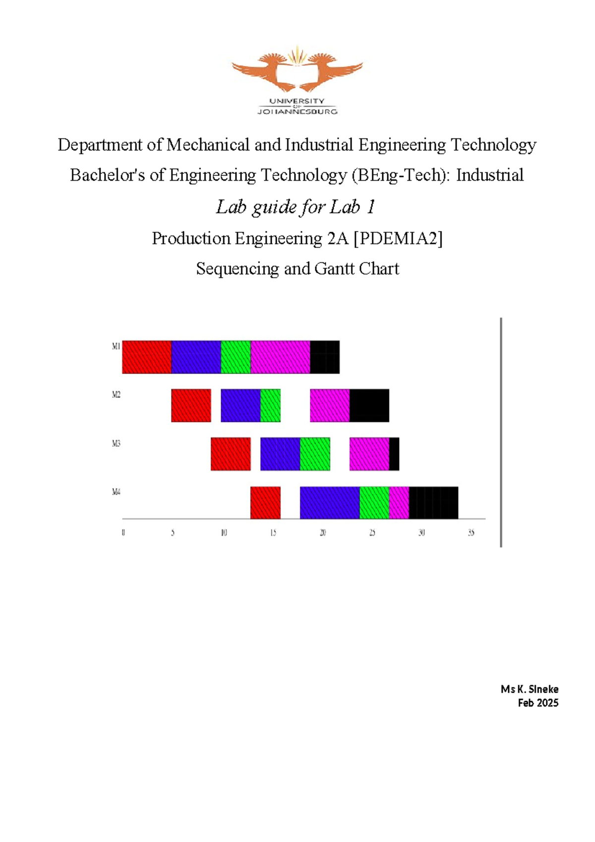 Production Engineering LAB ONE Guide 2025 ( Gannt Chart) - Department ...