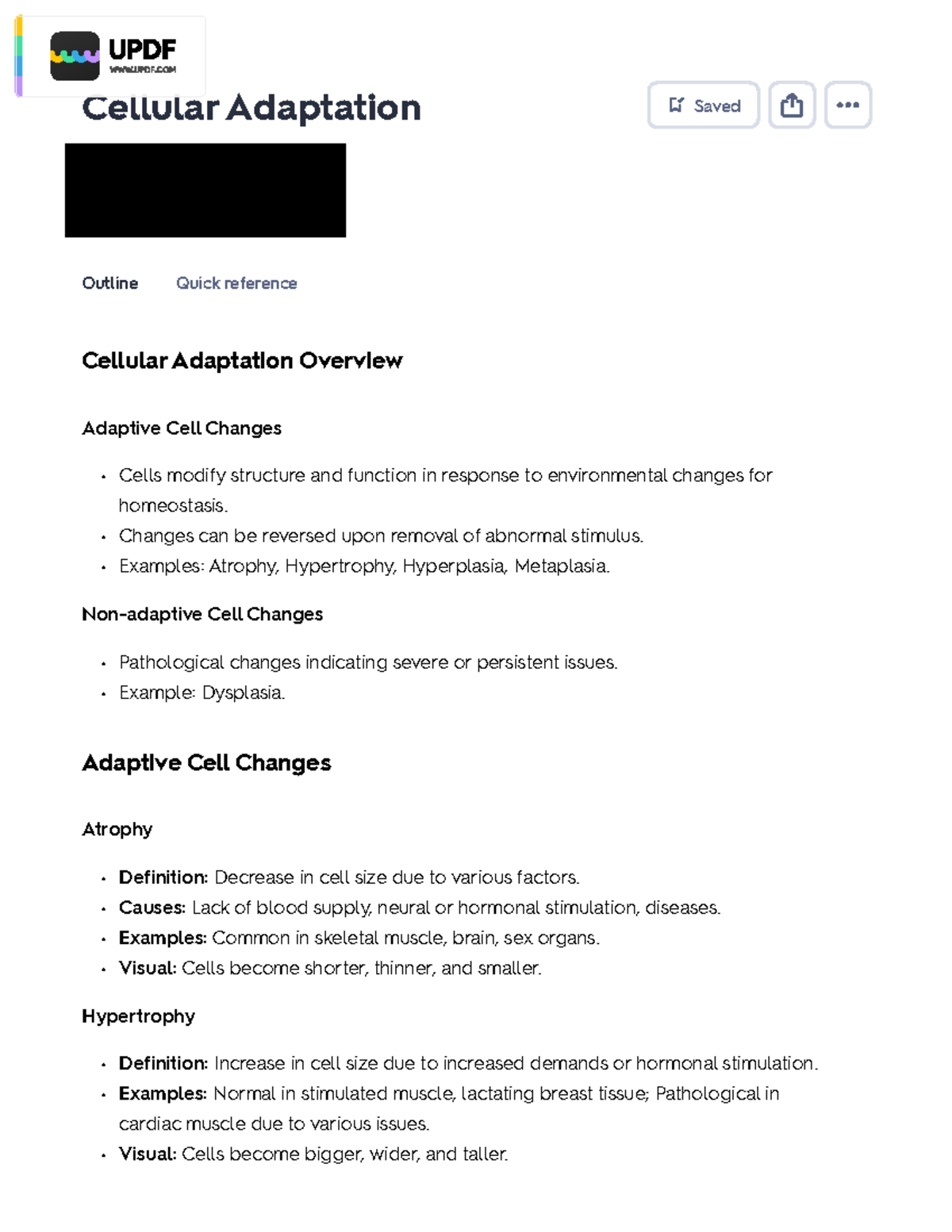 Cellular Adaptation Study Guide: Key Concepts and Reversibility - Studocu