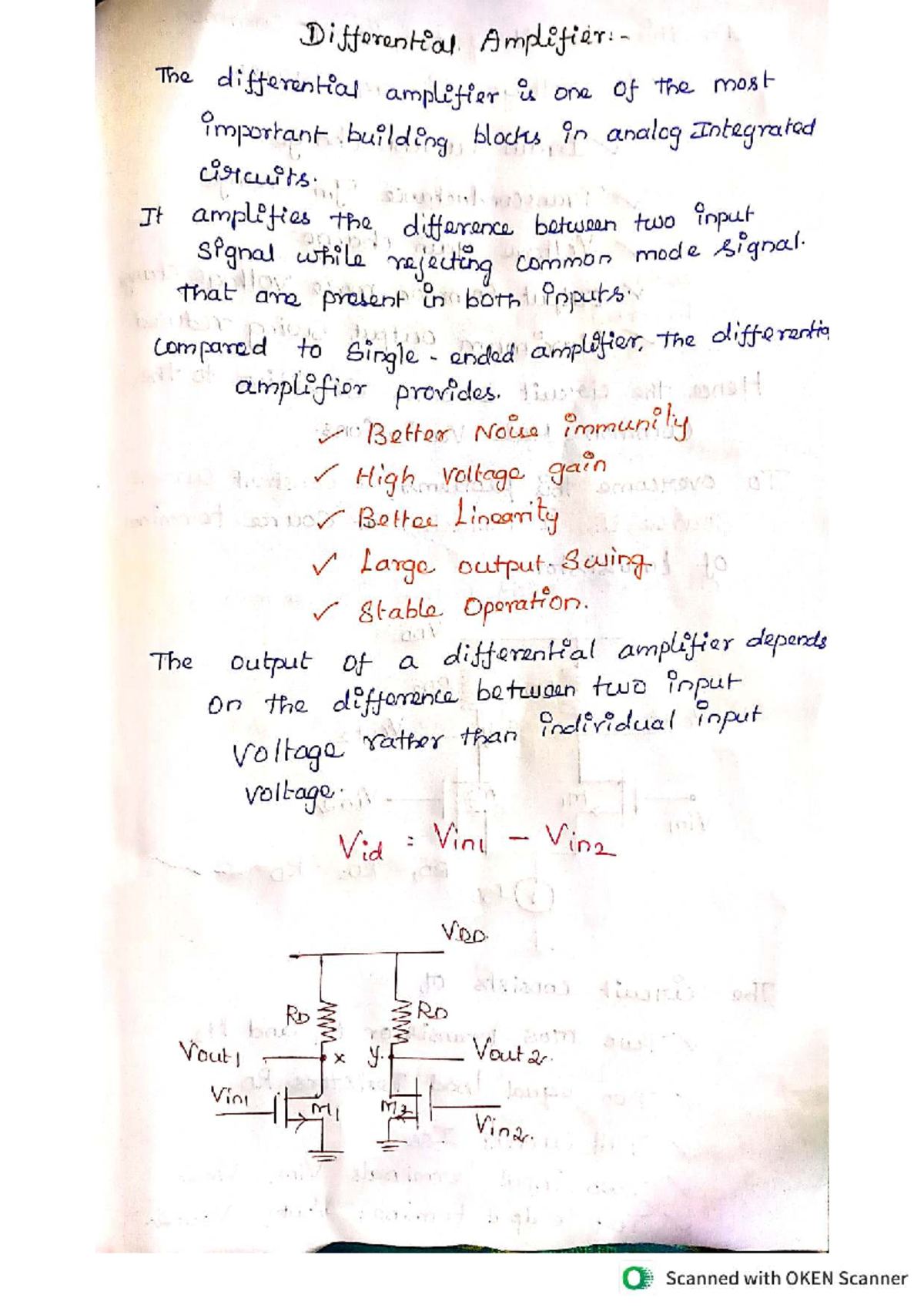 Differential Amplifier Analysis and Characteristics (EE 101) - Studocu
