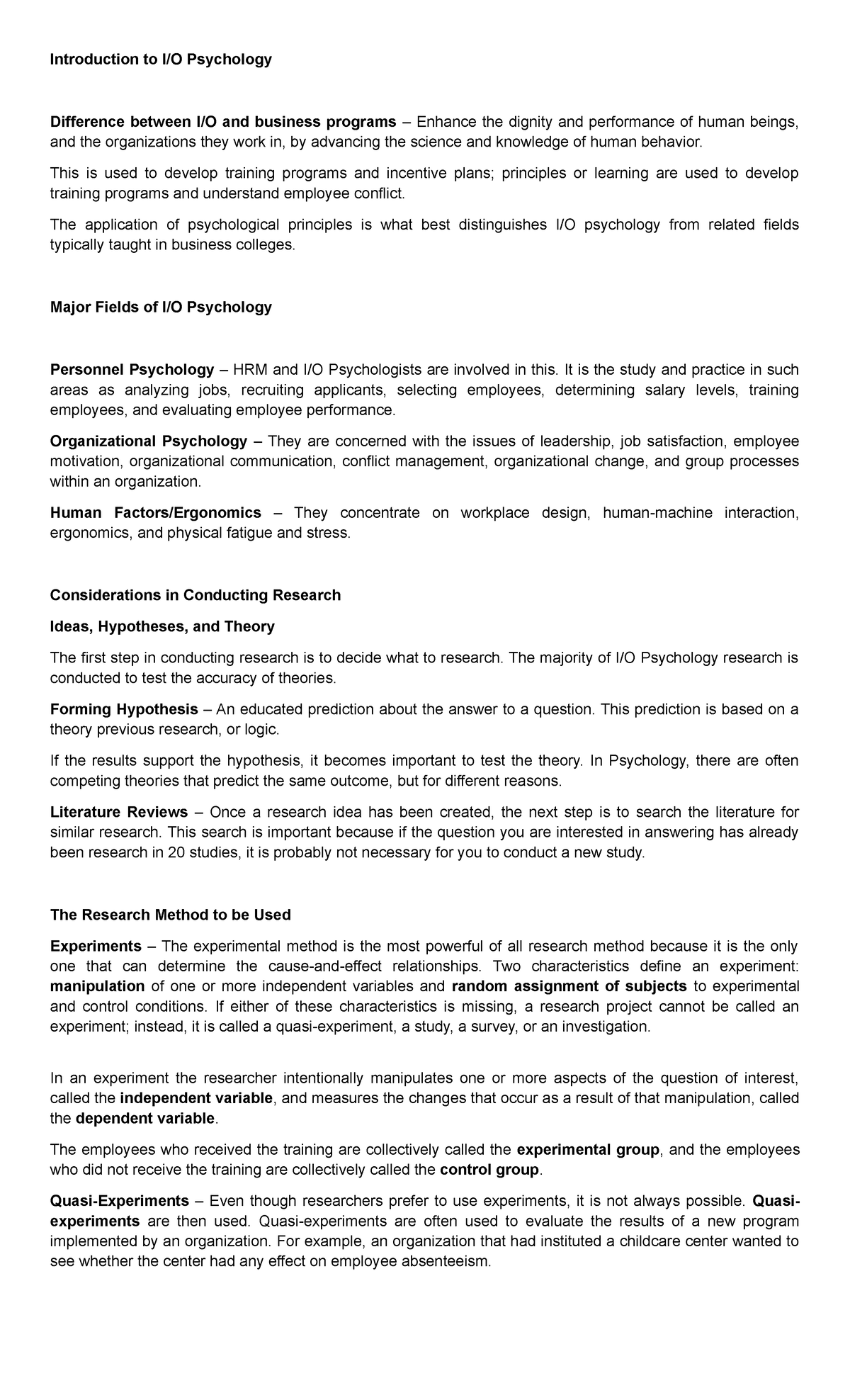 I/O Psychology 101: Key Concepts and Research Methods in Personnel ...