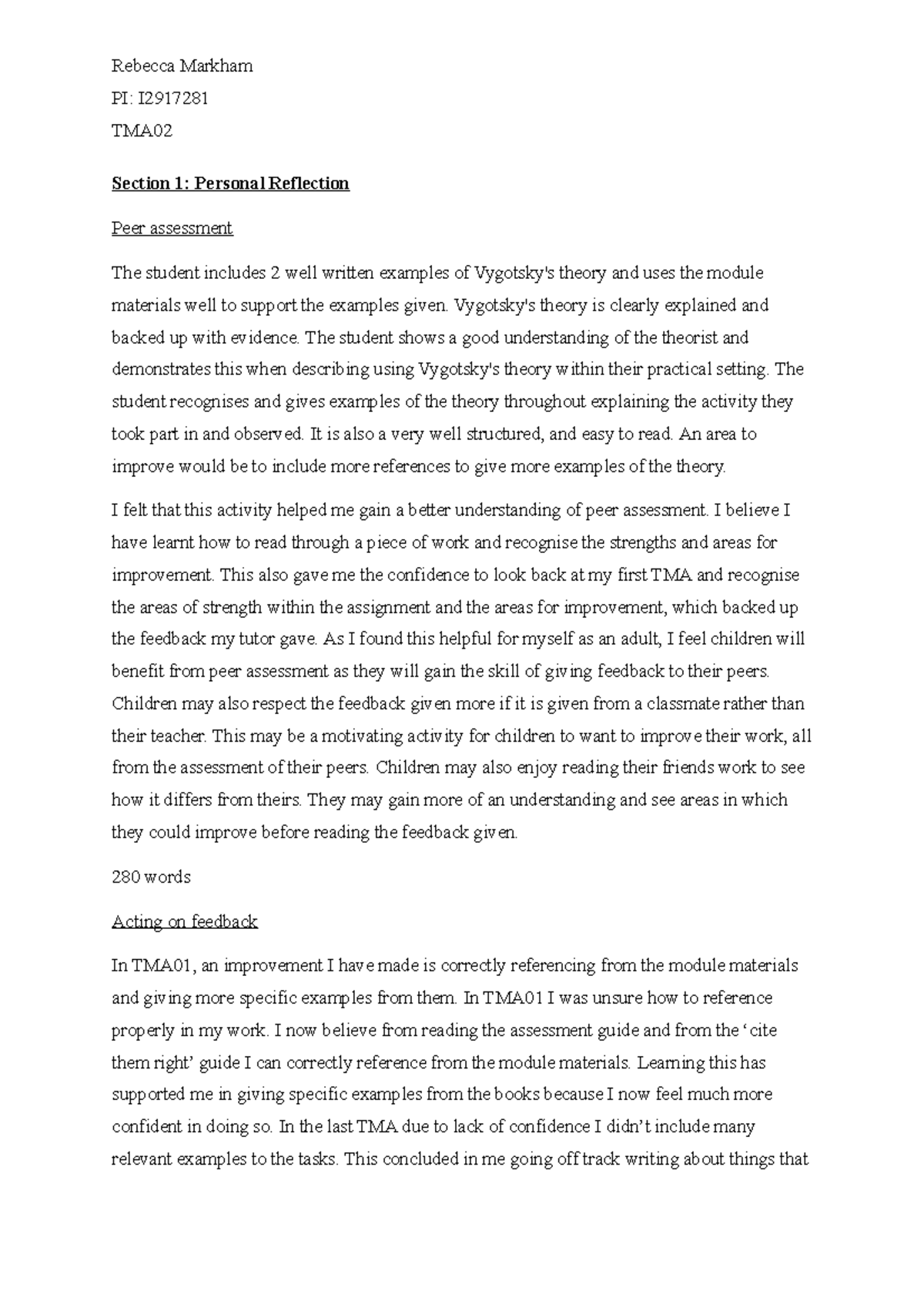 TMA02: Reflections on Vygotsky's Theory & Observations of Play and ...
