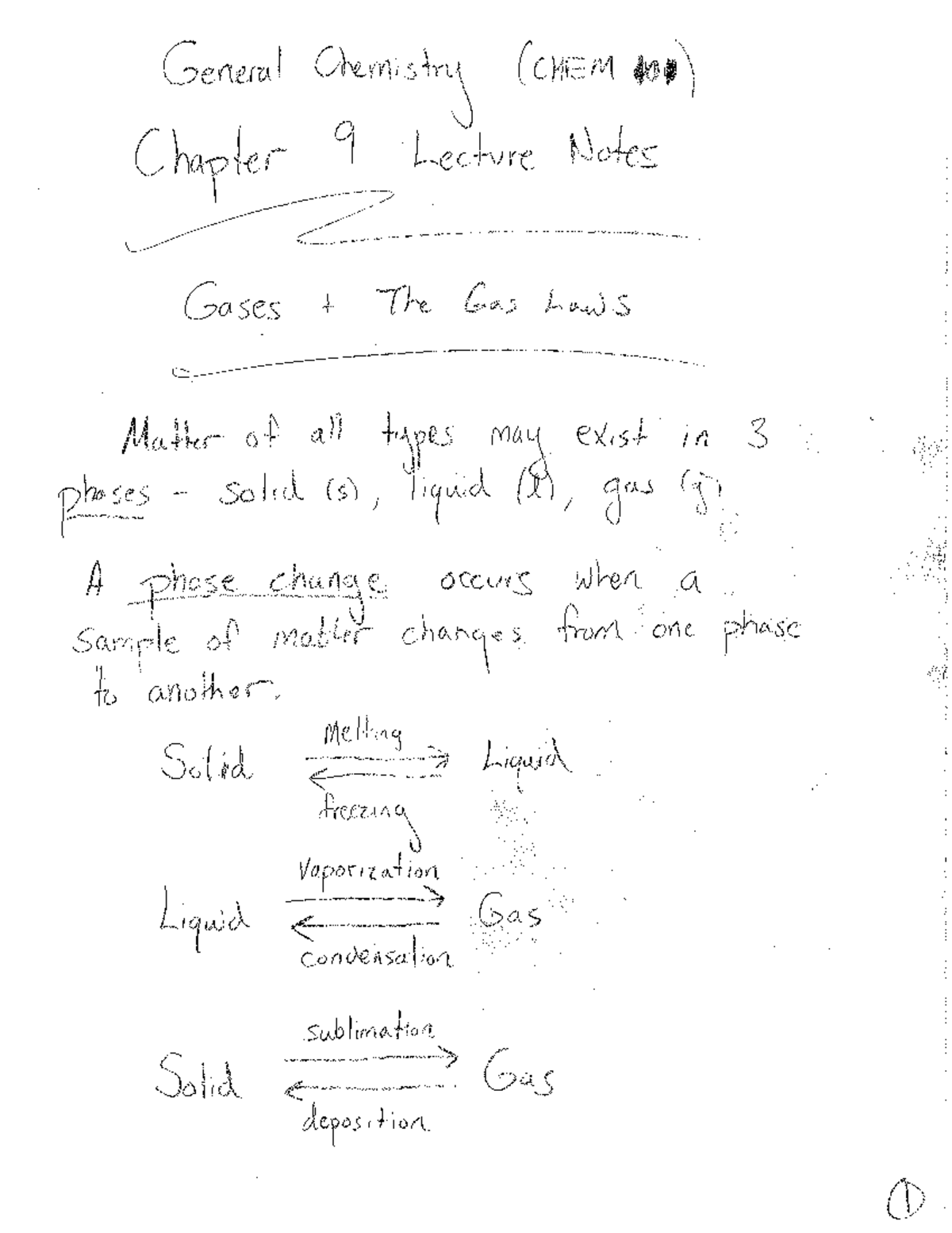 CHEM 101 Chapter 9 Lecture Notes: Gases and Gas Laws - Studocu