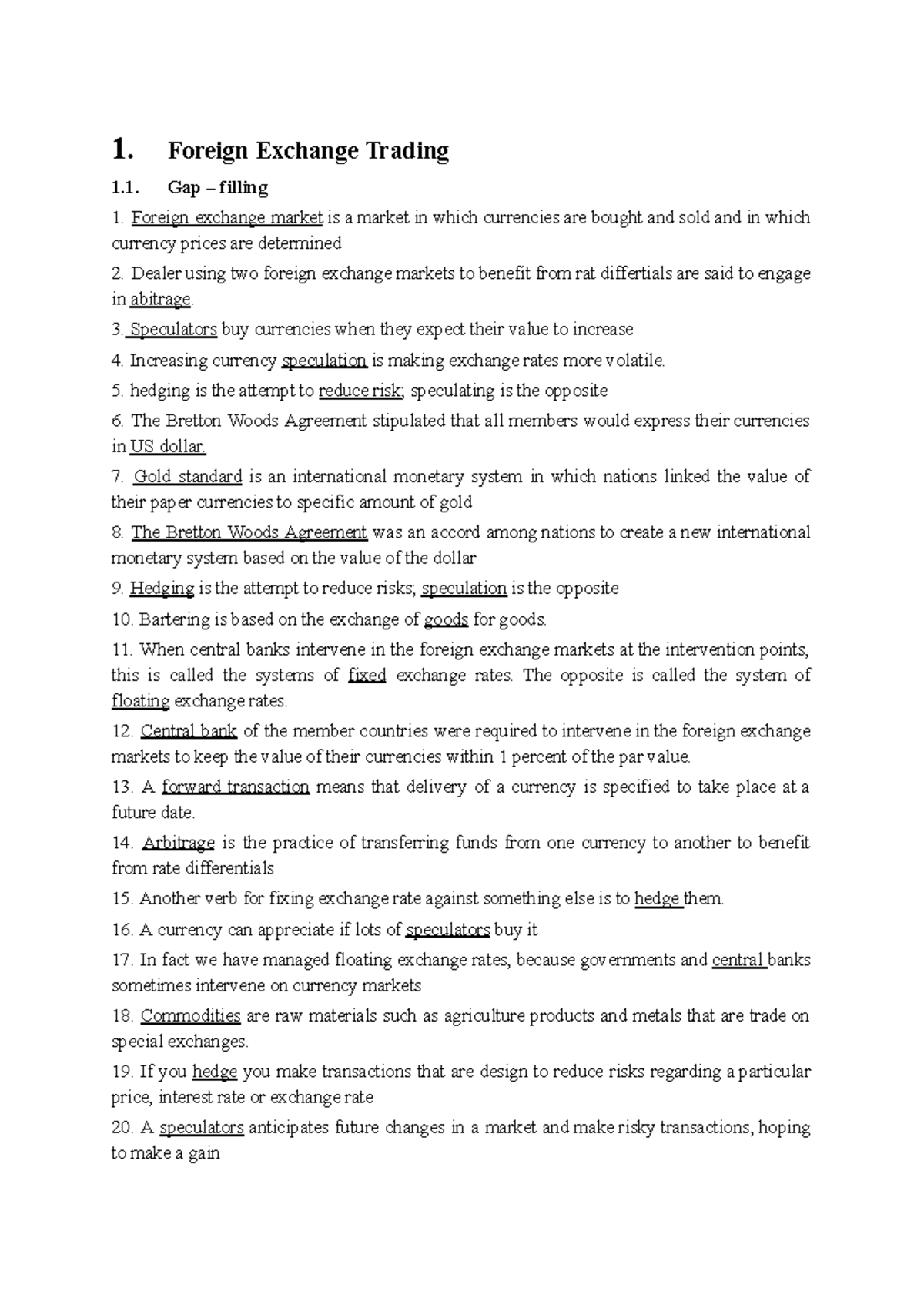 Foreign Exchange Trading Concepts and Strategies (FIN 101) - Studocu