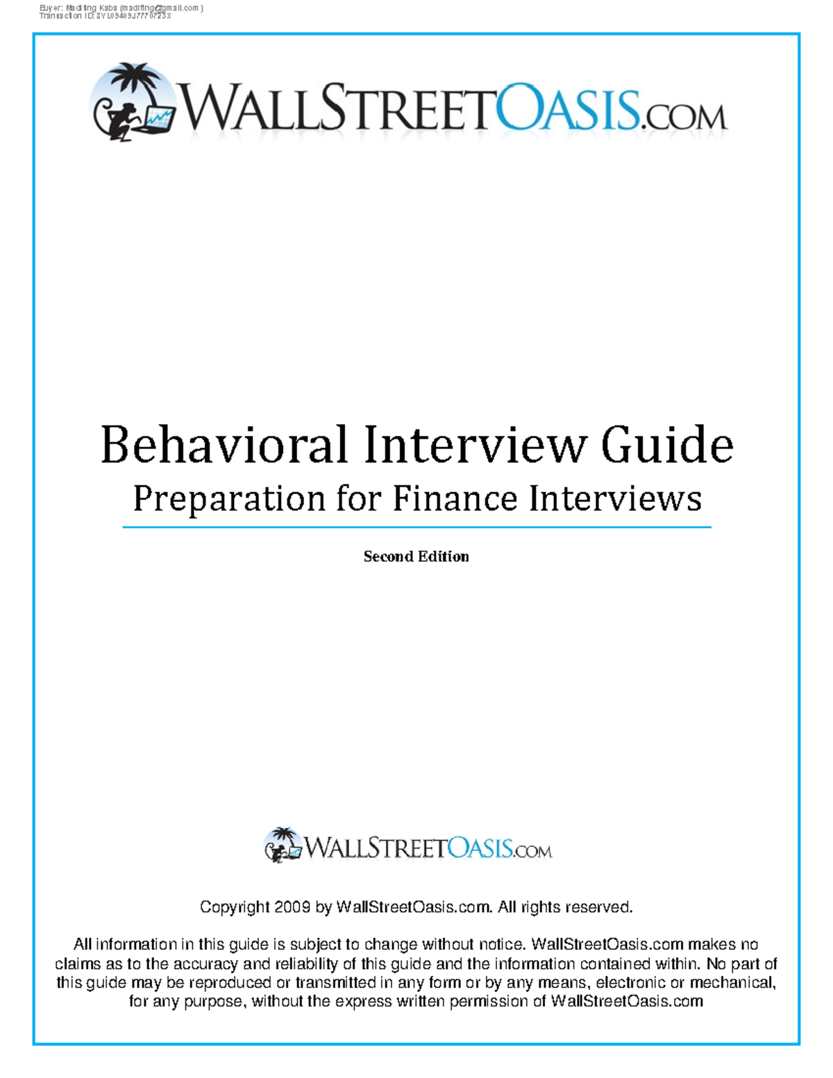 WSO Finance Behavioral Interview Prep Guide (2nd Ed) - Studocu