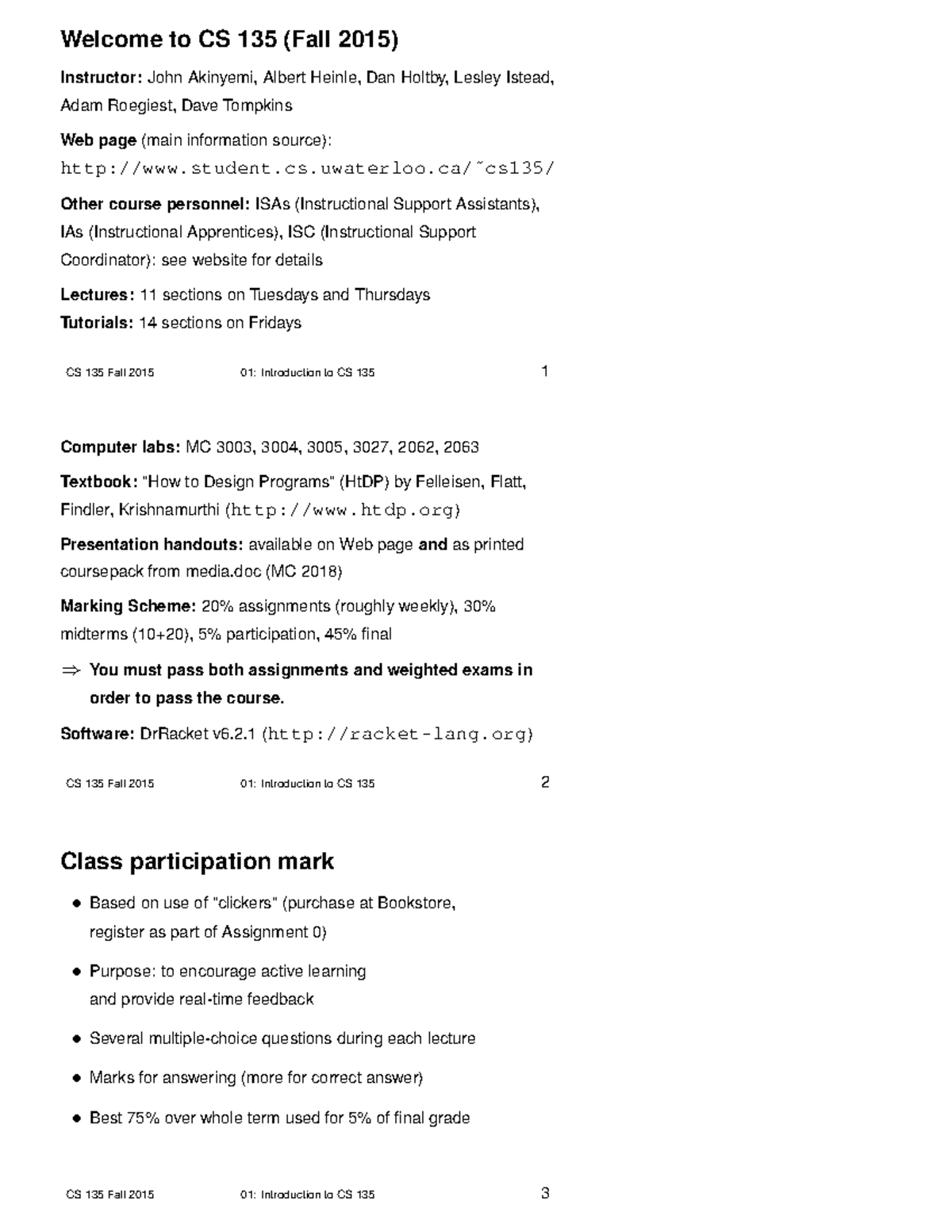 CS135 Fall 2015 Course Notes - Introduction to Computer Science - Studocu