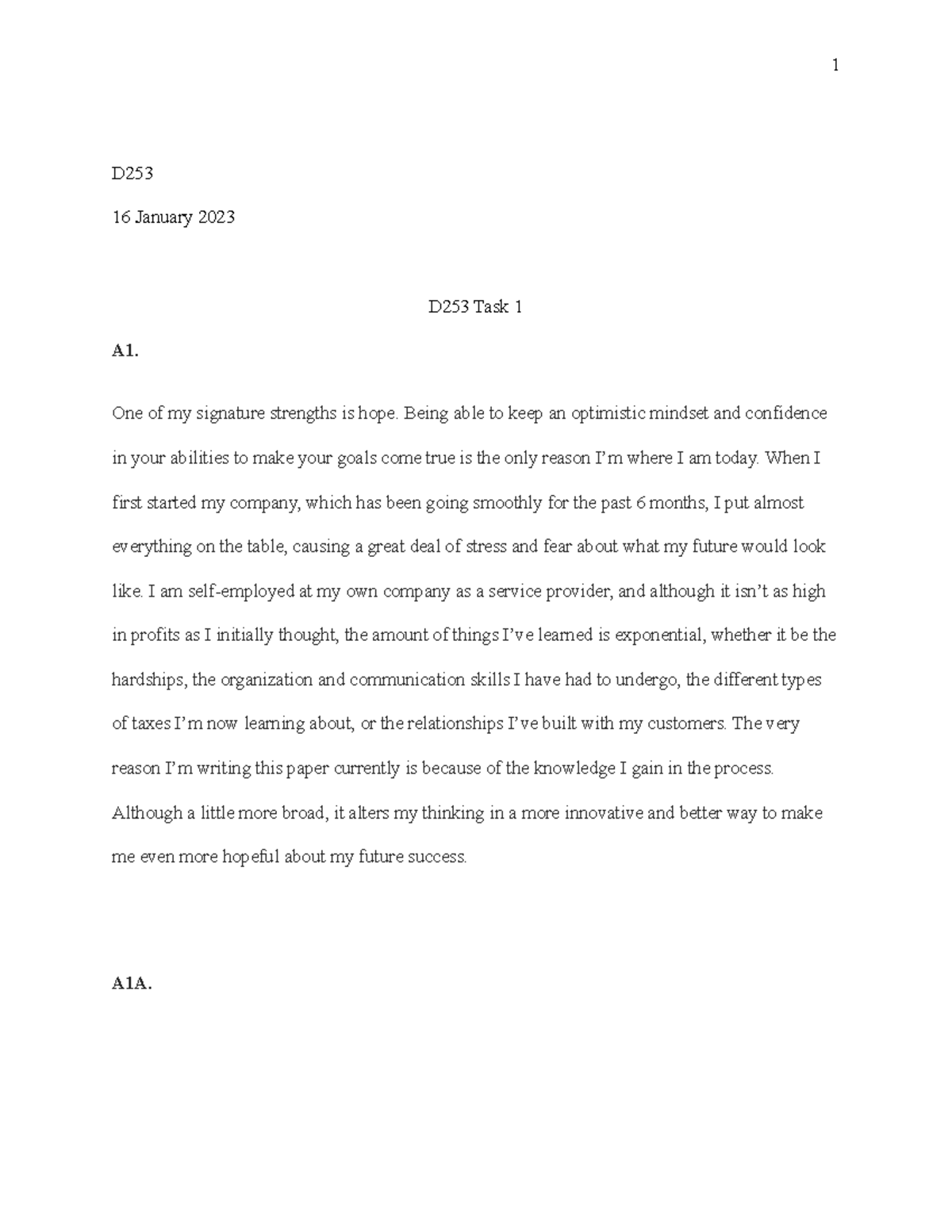 D253 Task 1 - Reflections on Hope and Fairness in Leadership - Studocu