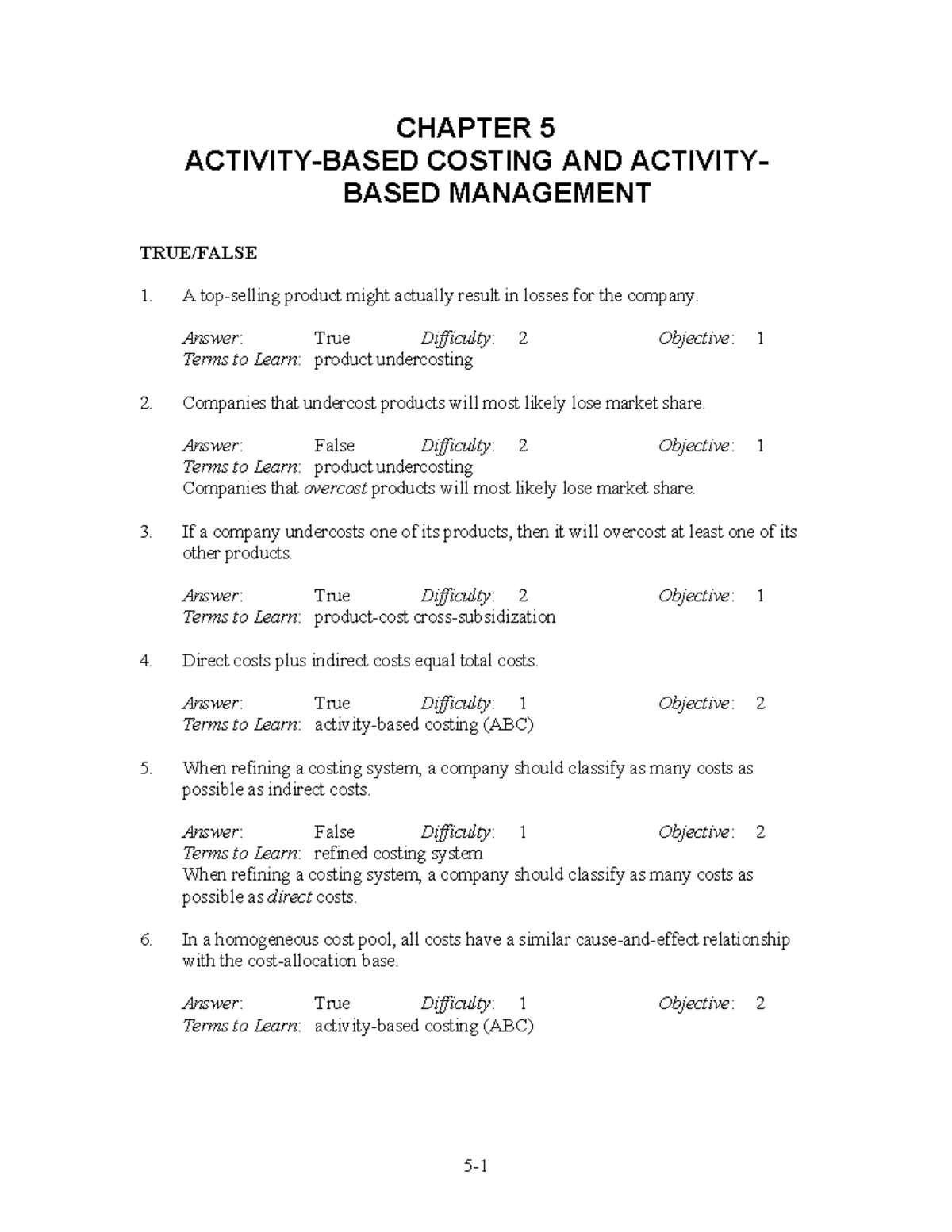 ABC Costing Horngren: Key Concepts & Summary for Management Accounting - Document Preview