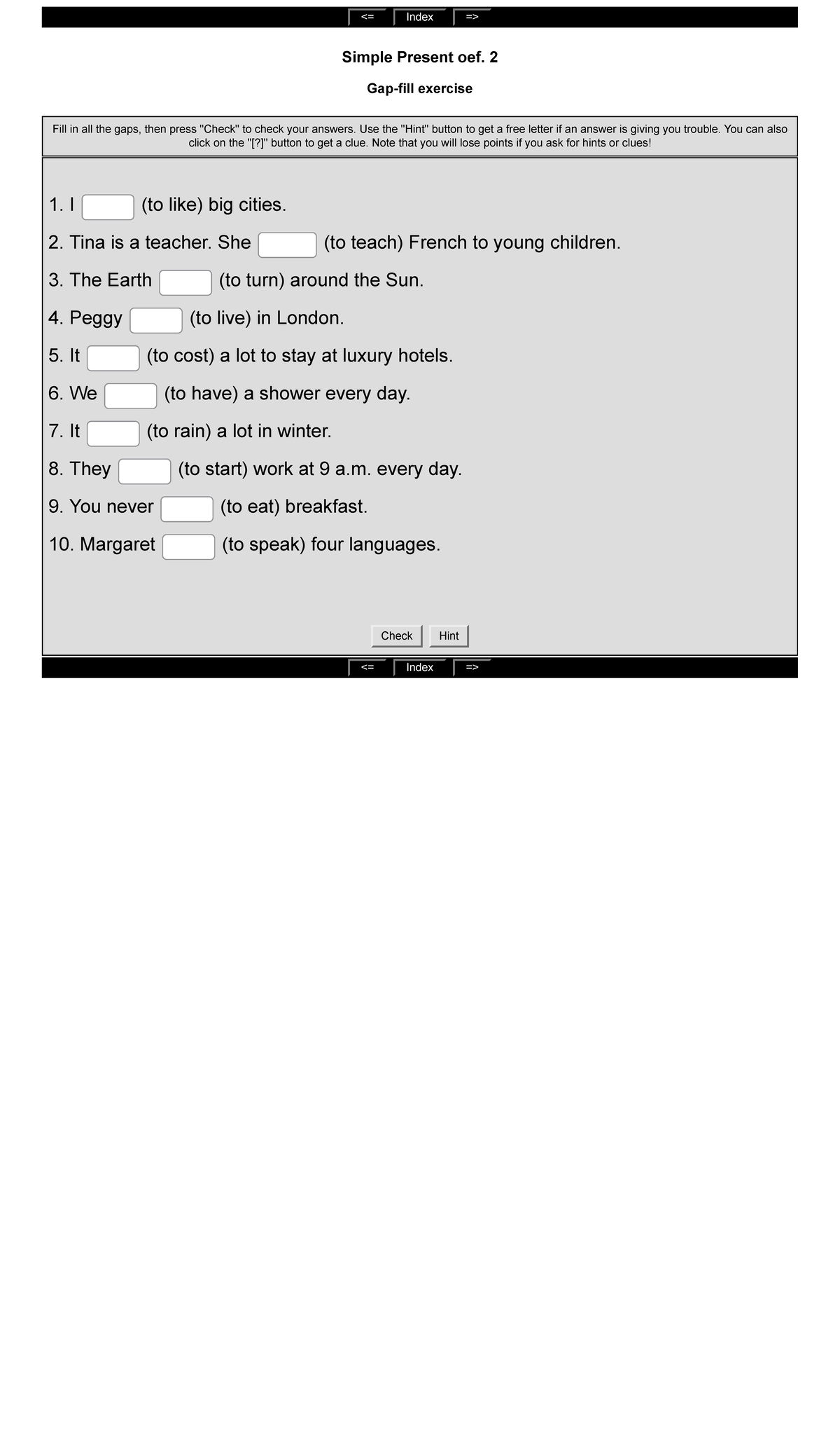 Simple Present oef. 2 - Exercise and Answer Guide - Studeersnel