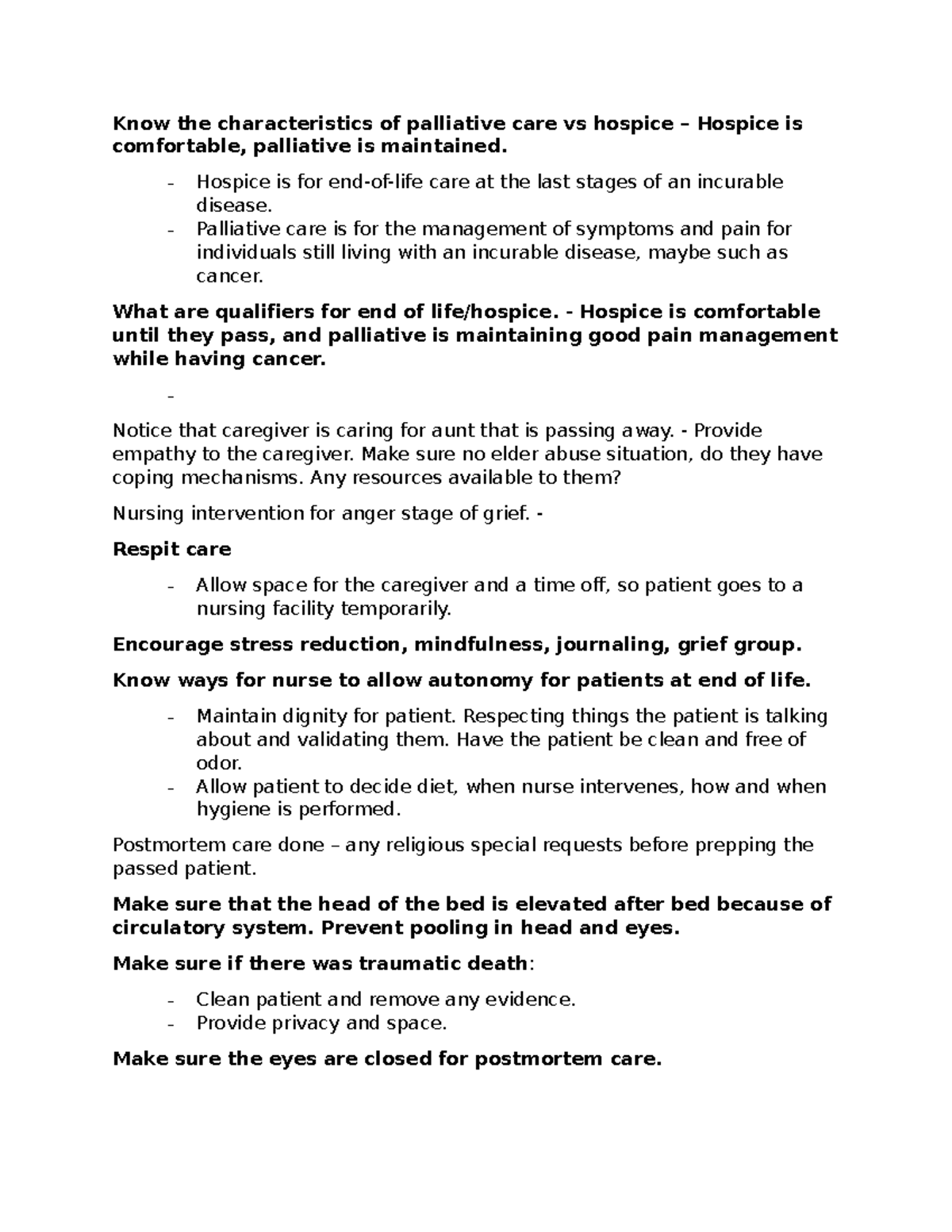 NUR 405 Final Exam Study Notes: Palliative Care, Hospice, and More ...