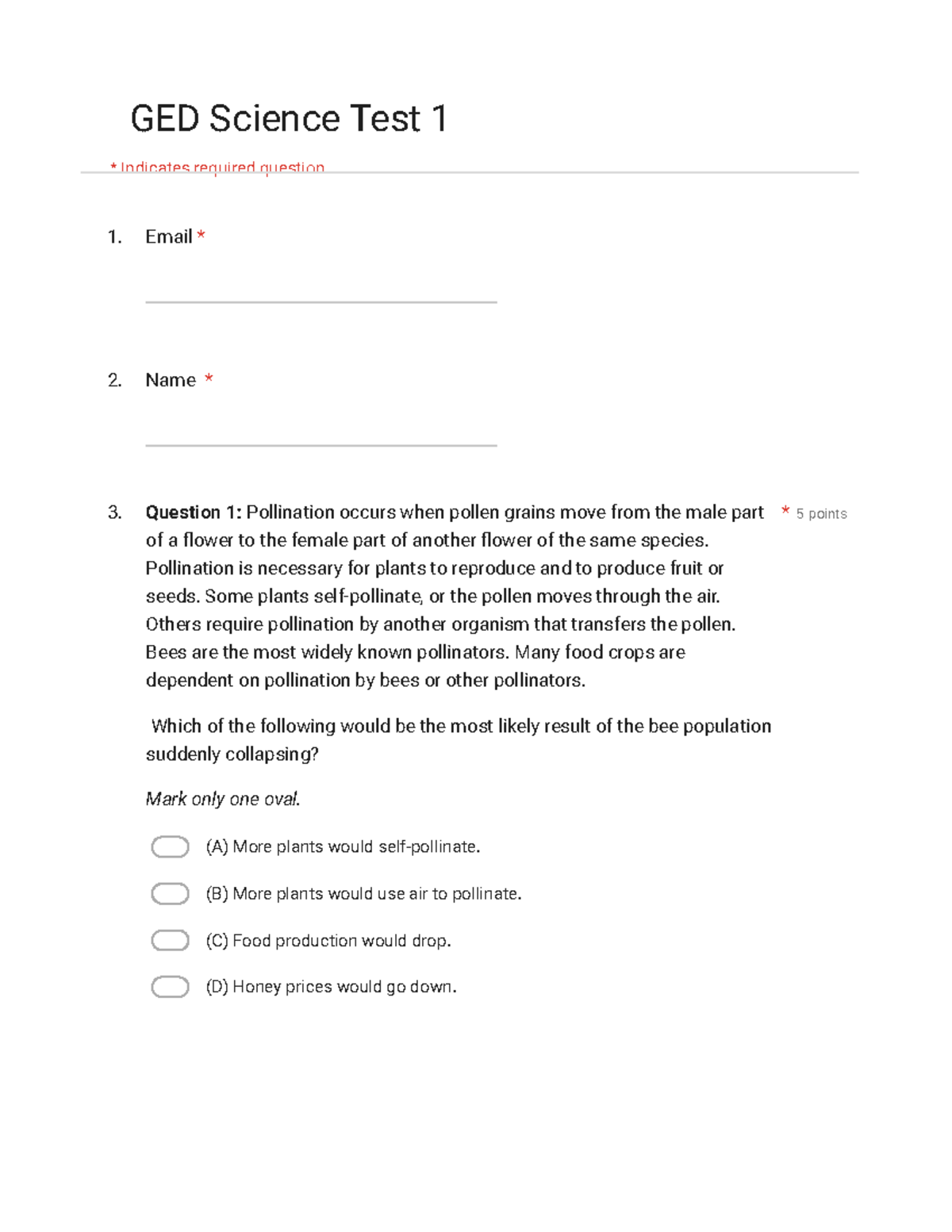 GED Science Test 1: Key Concepts and Sample Questions - Studocu