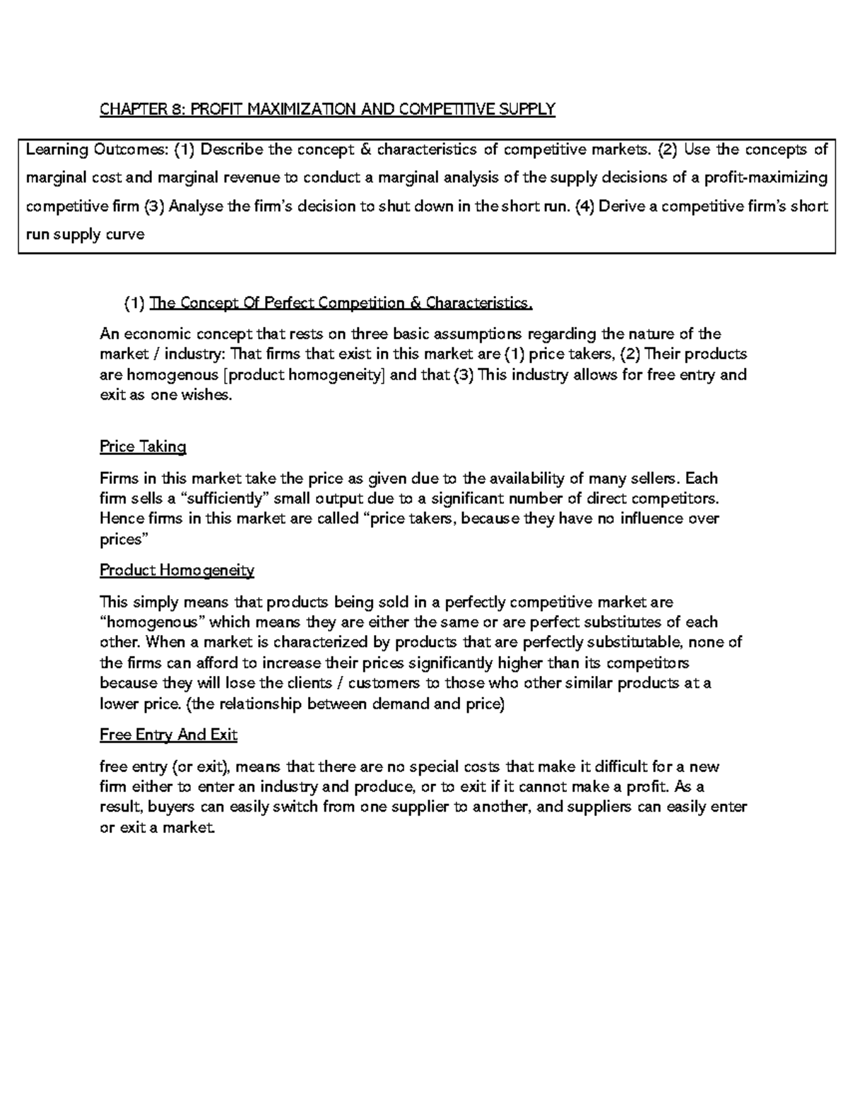 CH 8: Profit Maximization & Competitive Supply - Study Notes - Studocu