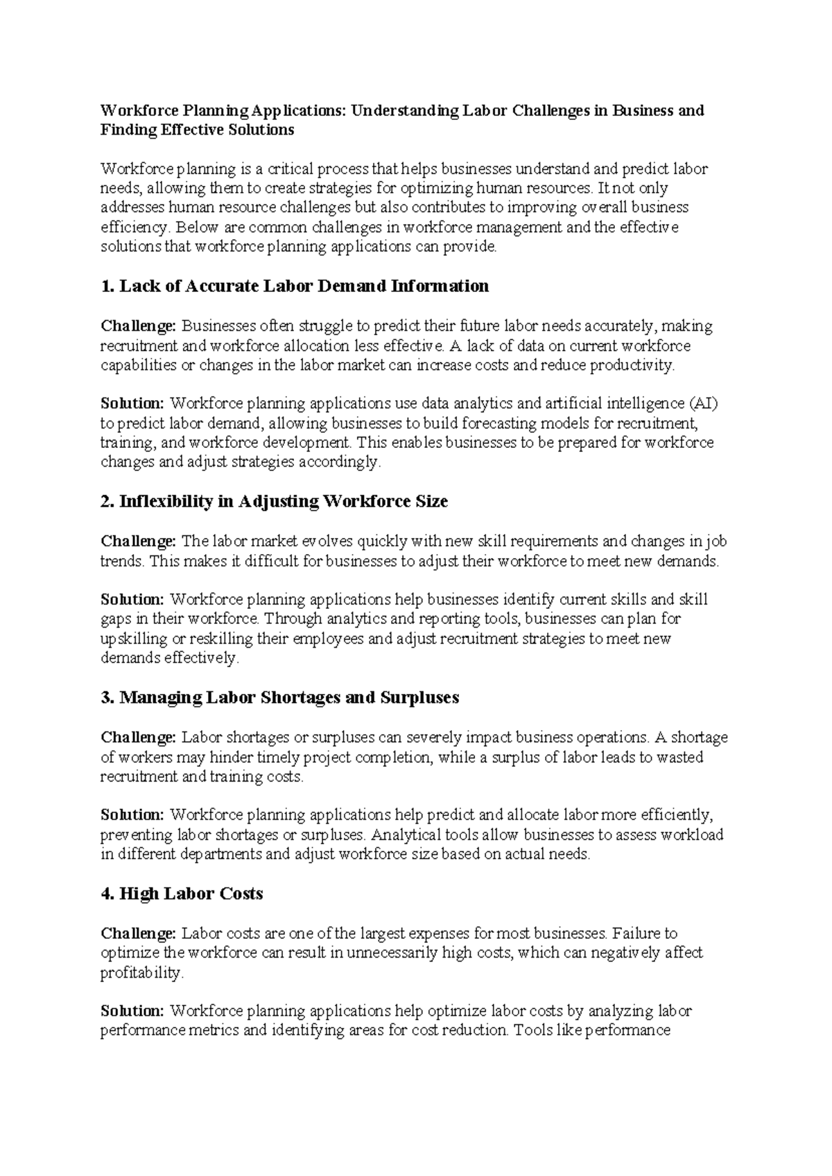 Workforce Planning Applications: Addressing Labor Challenges ...